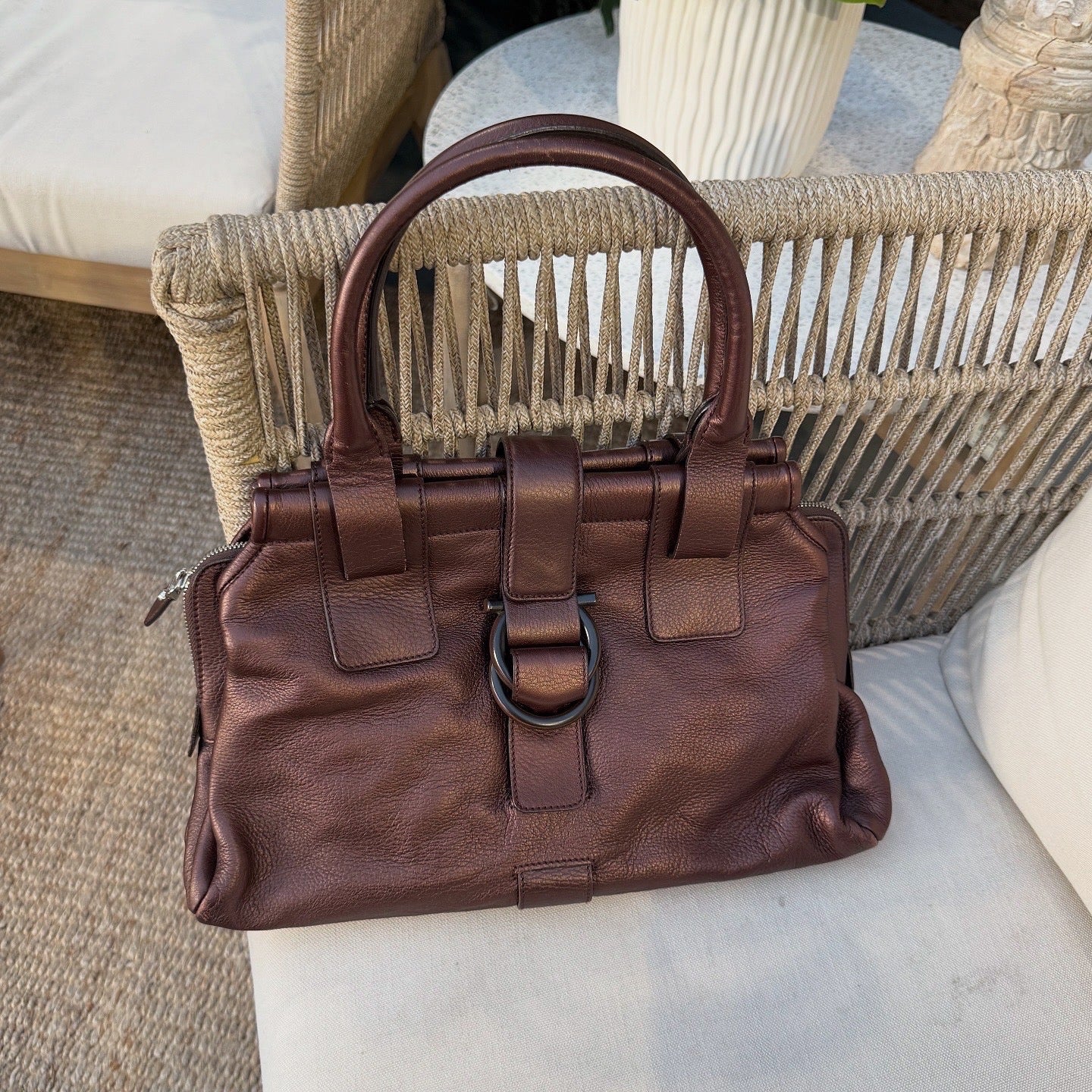 Salvatore Ferragamo Brown Leather Shoulder Bag