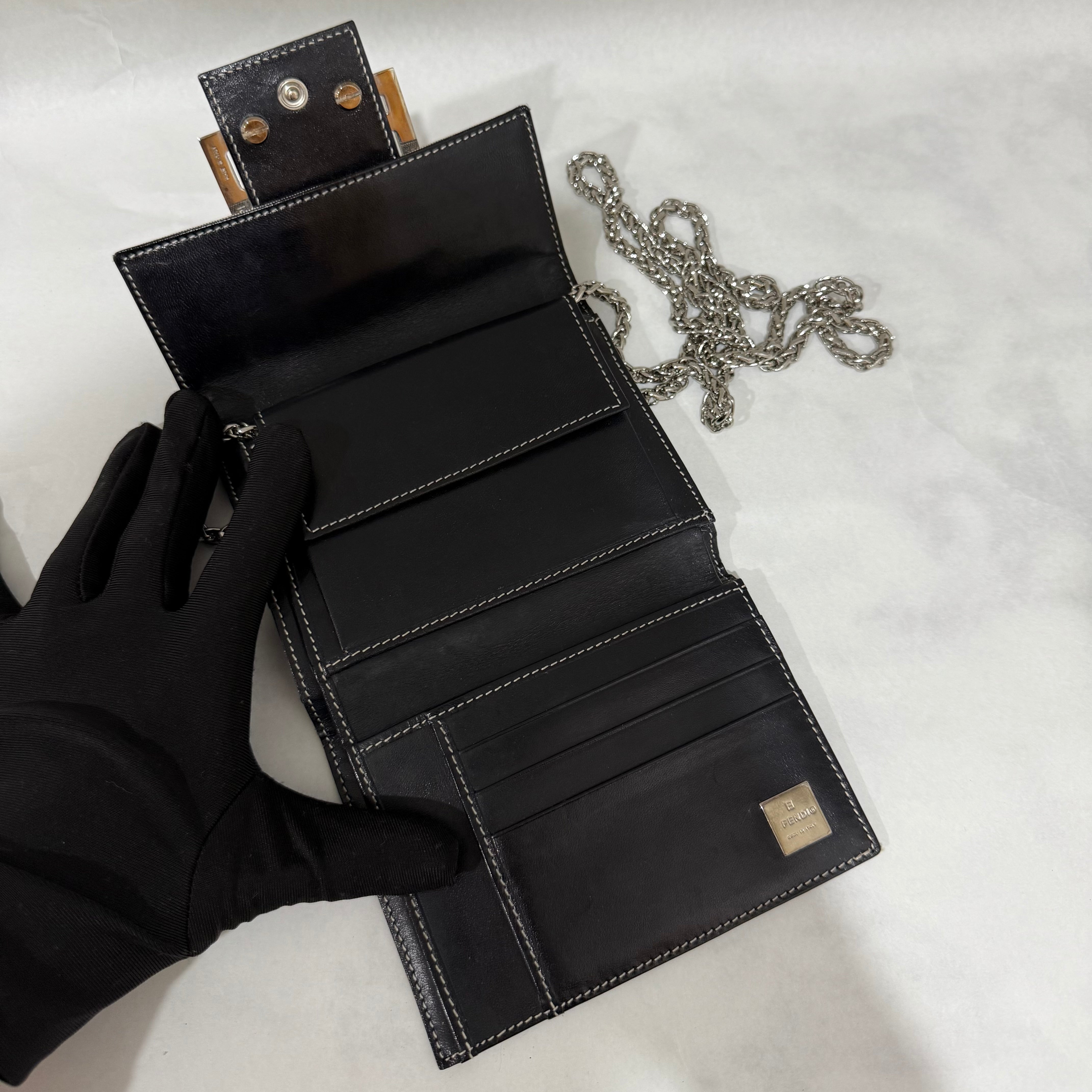 FENDI Vintage Zucca Canvas Leather Folding Wallet