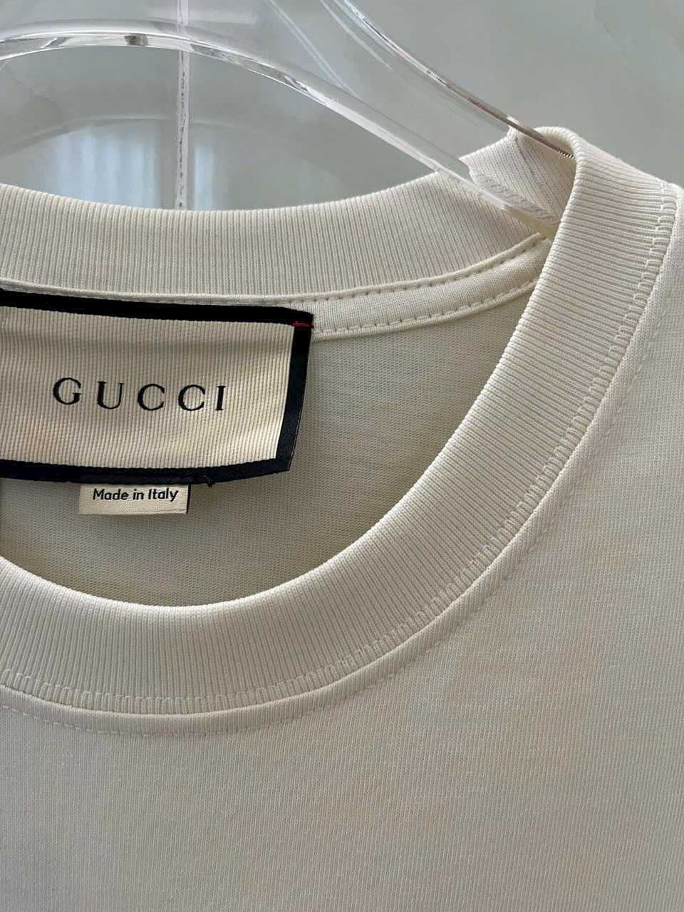GUCCI White Logo Print Cotton Round Neck T-Shirt