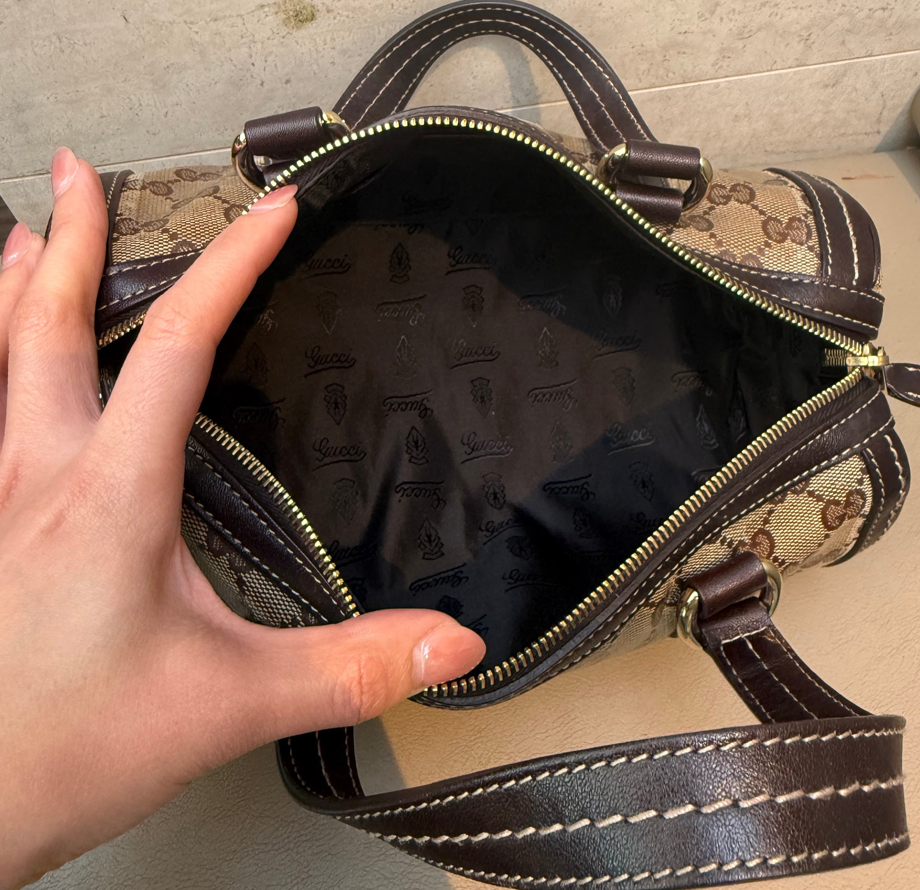 Gucci Monogram Crystal Duchessa Boston Bag
