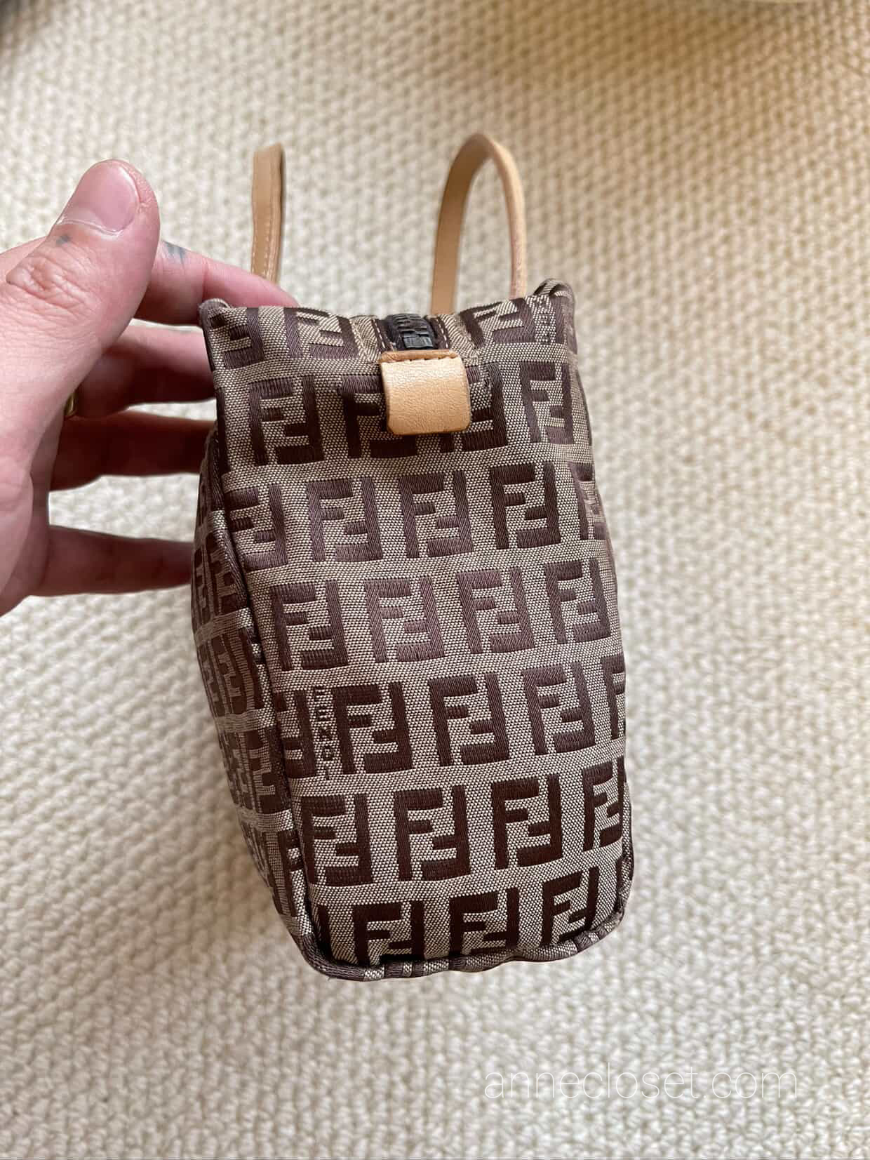 Fendi Vintage Brown Zucchino Canvas Handbag Brown
