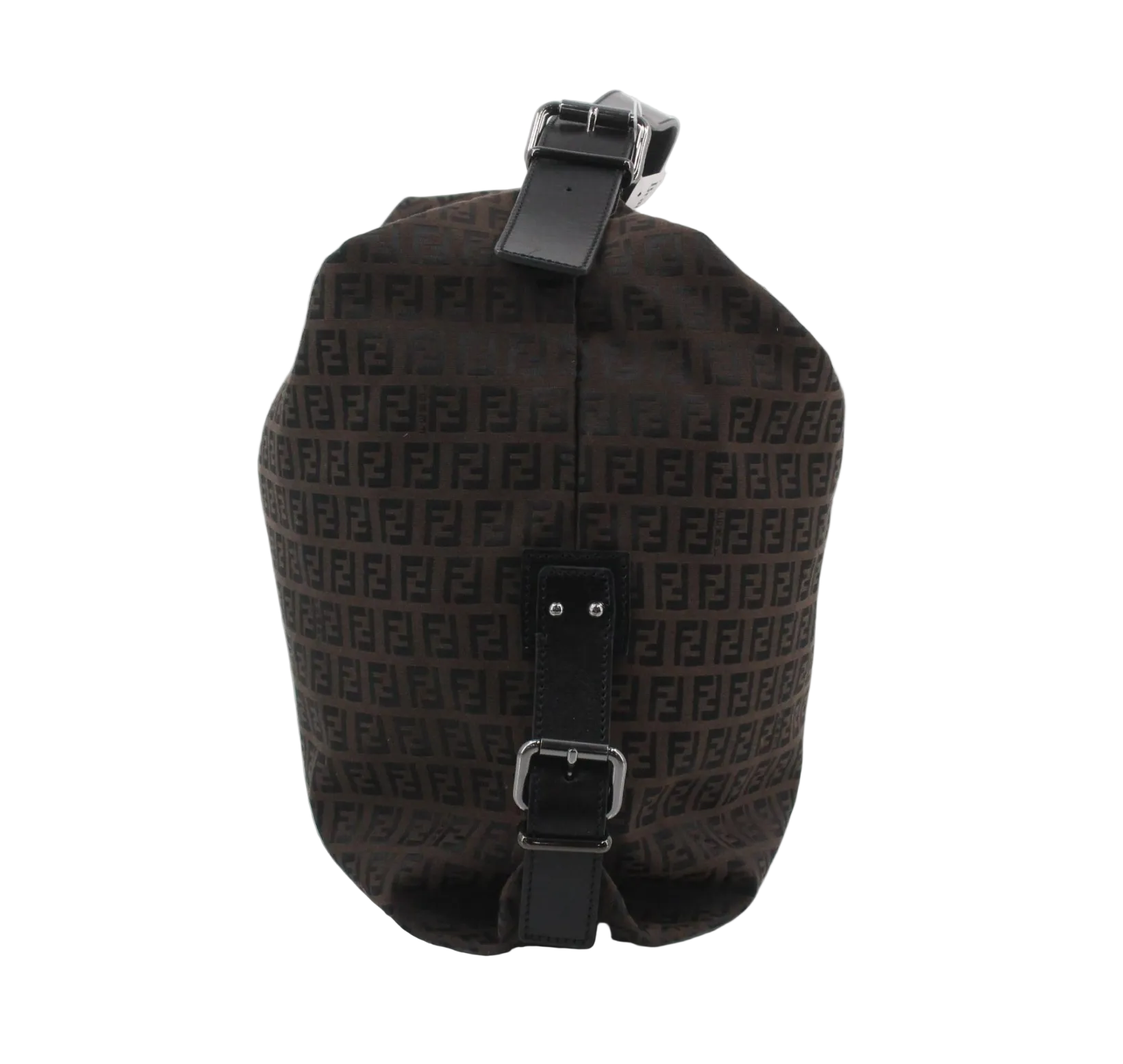 Fendi Silver Logo Mini Zucca Nylon Black Tote Bag