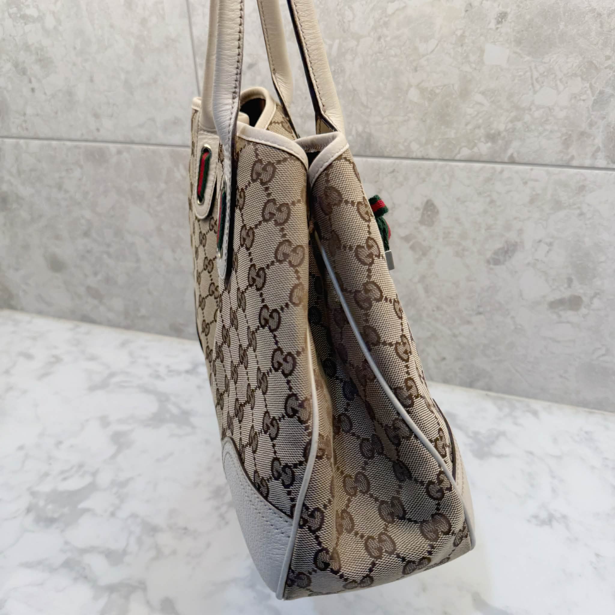 Gucci Brown Monogram Canvas Princy Sherry GG Tote Bag