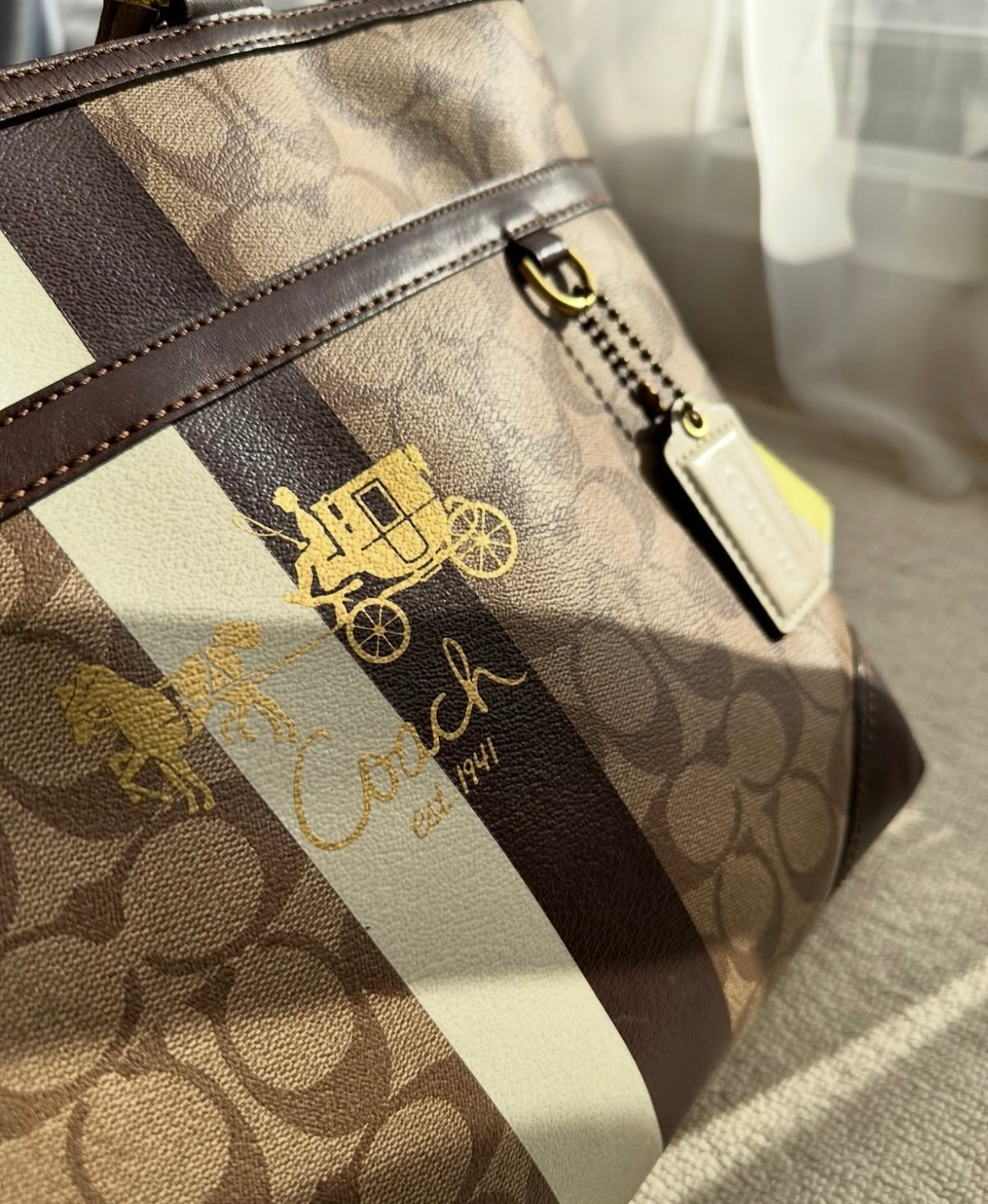 Coach Signature Chelsea Heritage Stripe Tote