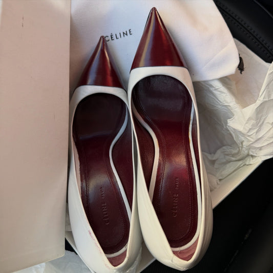 CELINE Spazzolato Bianco Runway Pumps 9cm