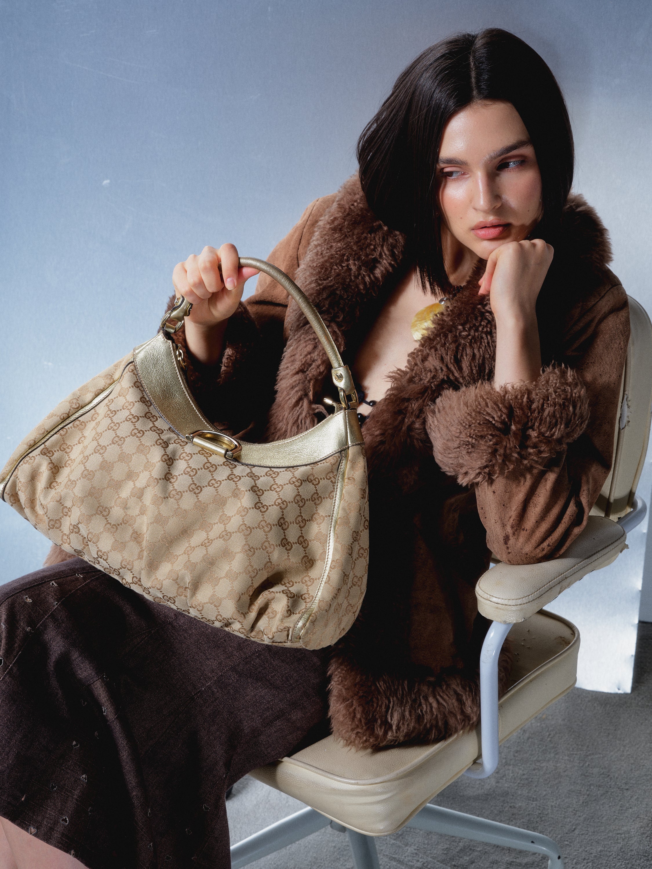 Gucci Abbey D - Ring Monogram Canvas Hobo Bag