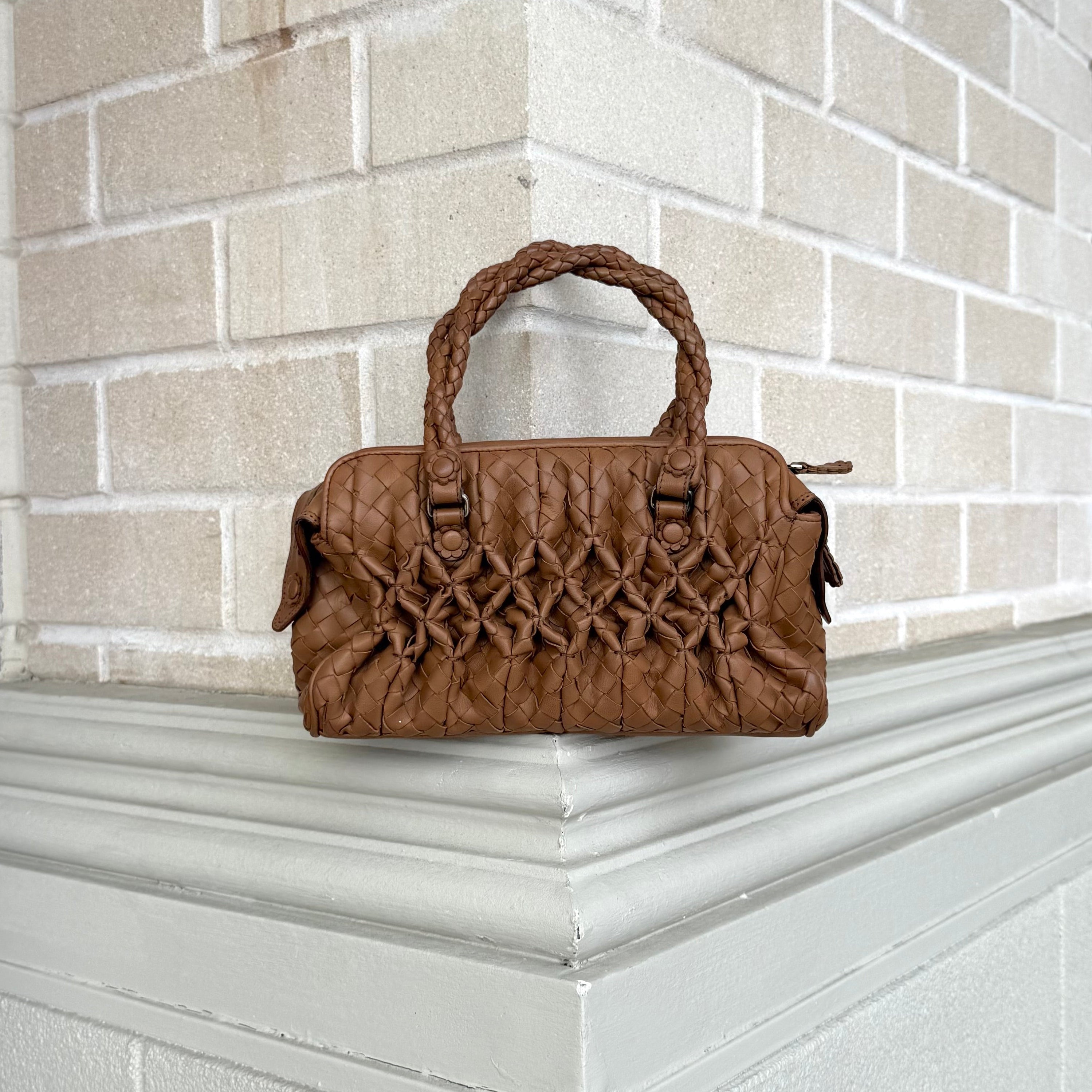 Bottega Veneta Brown Intrecciato Leather Braided Handle Satchel