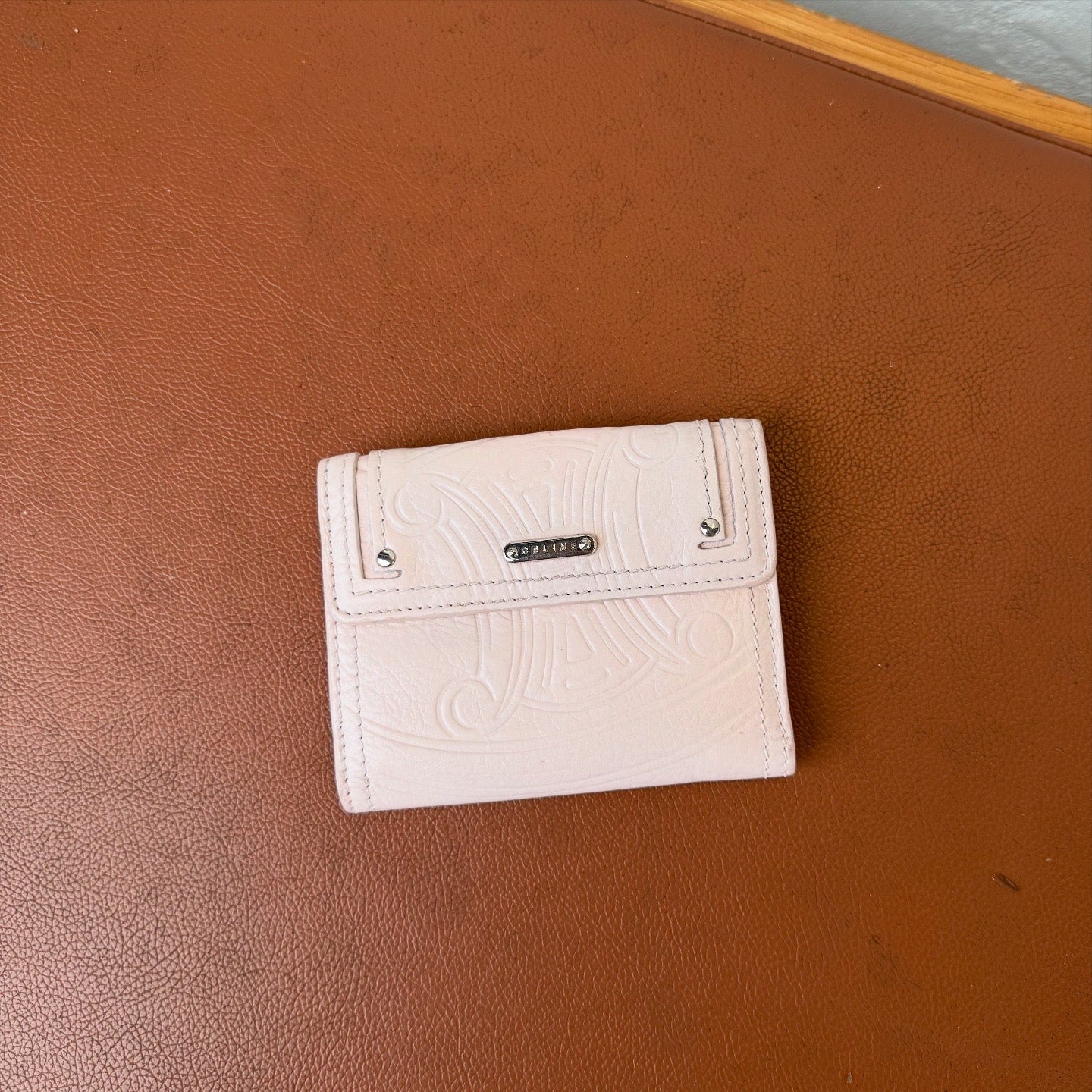 Celine Vintage White Leather Triomphe Small Purse