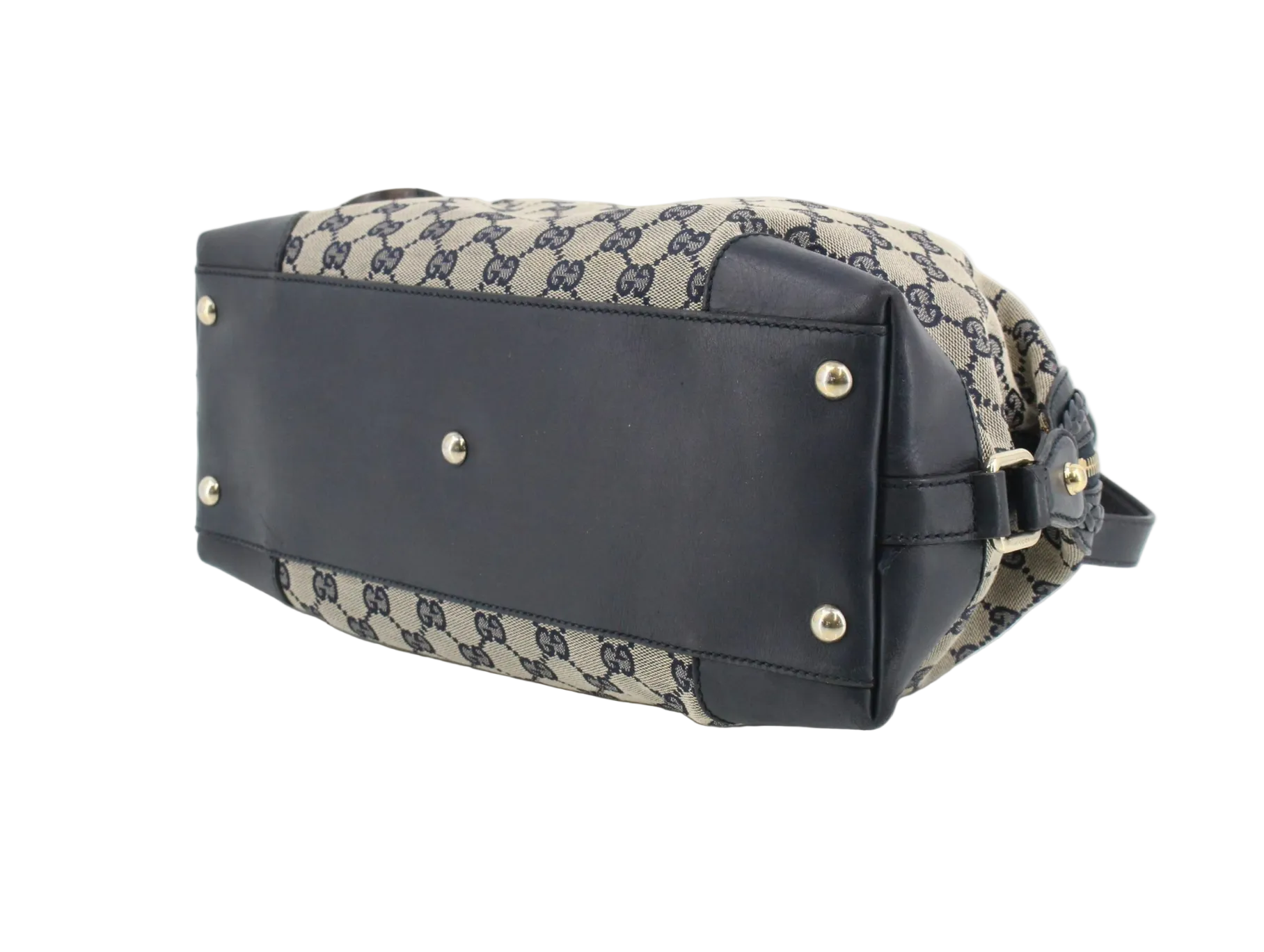 Gucci Navy Leather Brick Lane Boston Bag