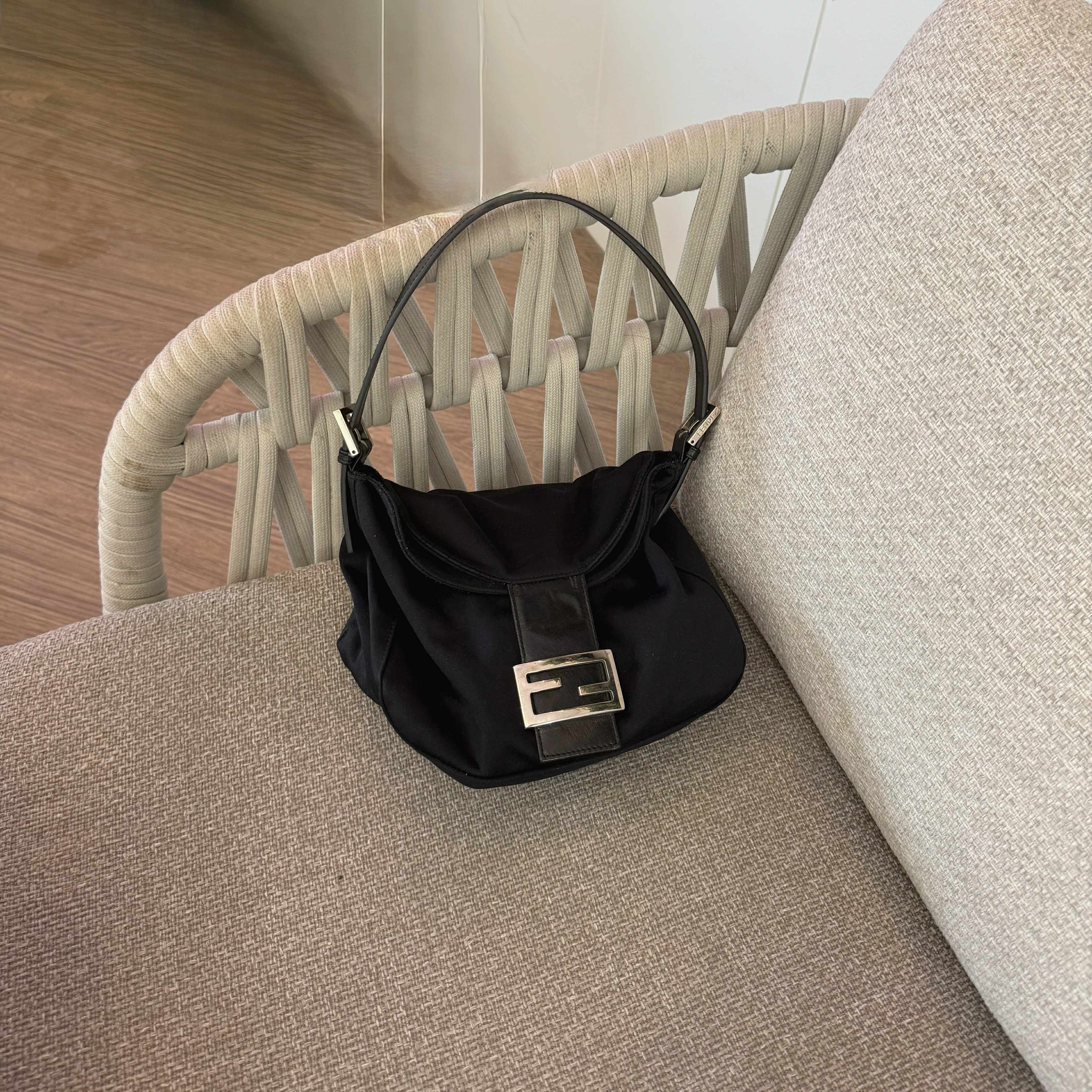 Fendi Mamma Baguette Bag Black Nylon