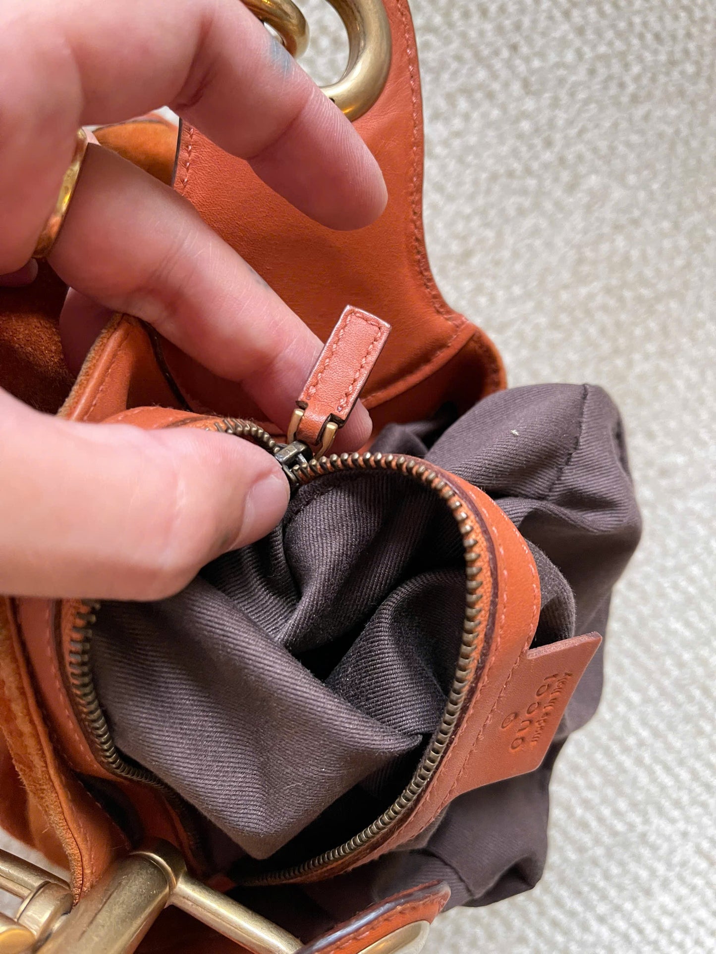 GUCCI Suede Nailhead Jackie shoulder bag