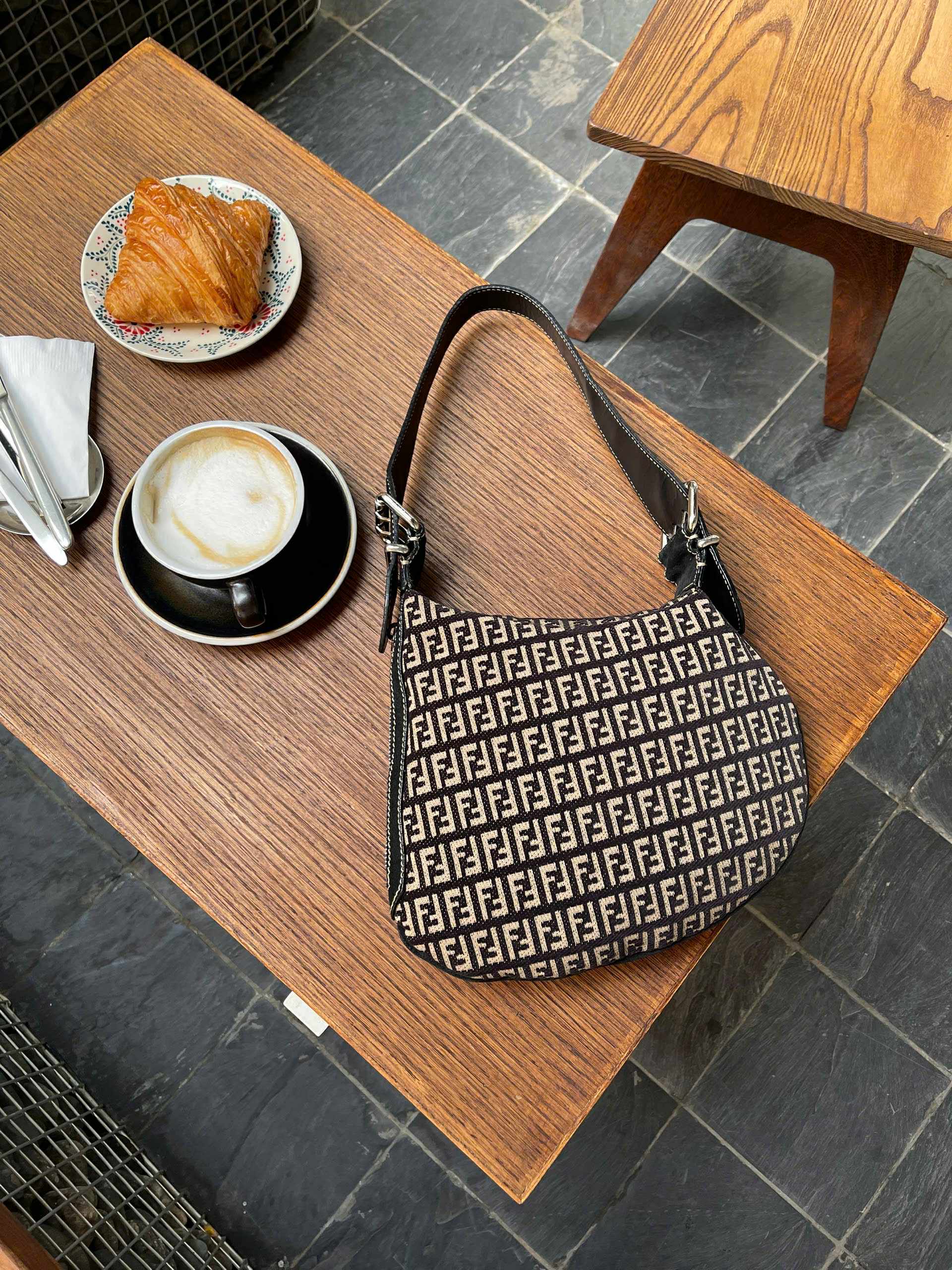 Fendi Zucchino Canvas Oyster Bag