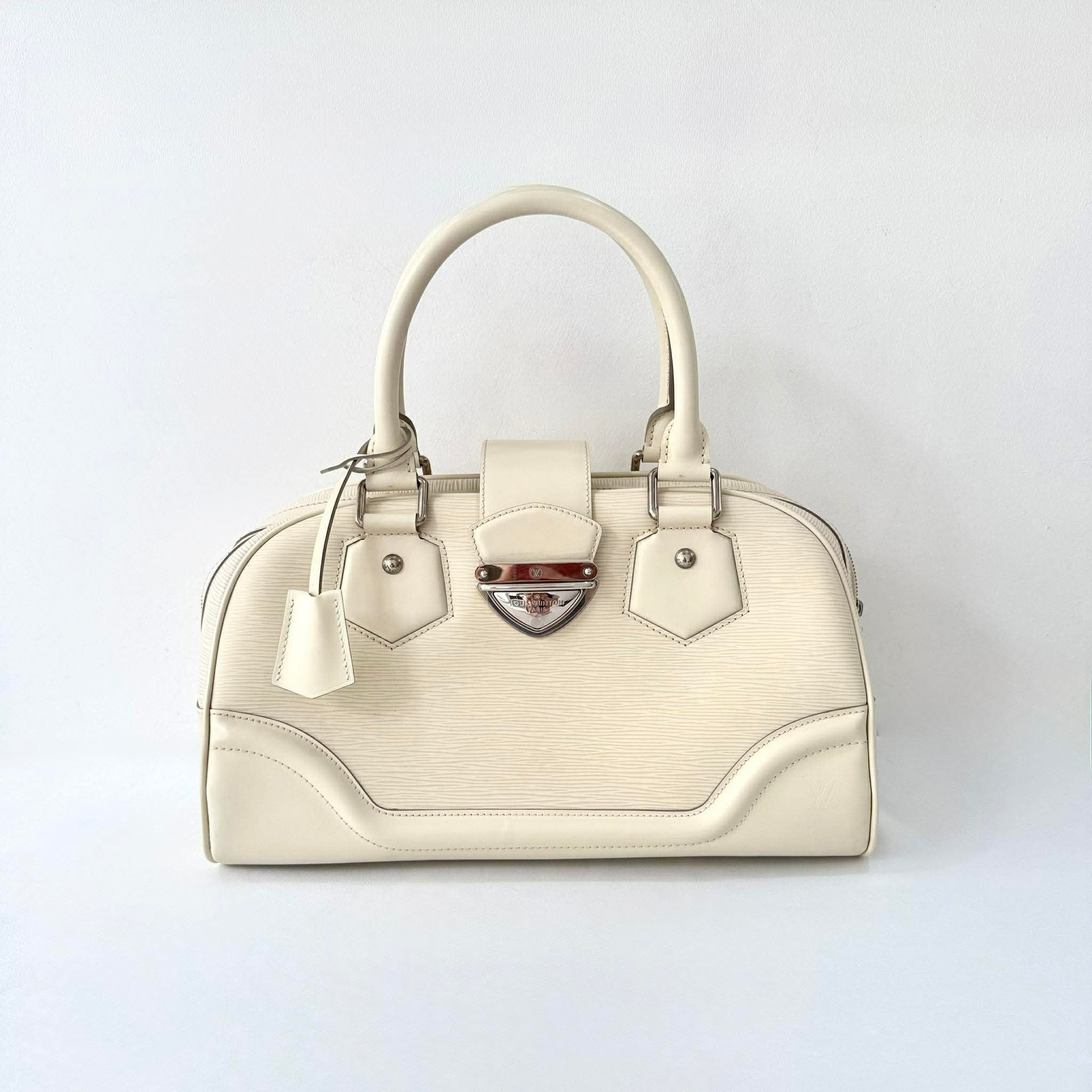 Louis Vuitton White Montaigne Bowling GM Epi