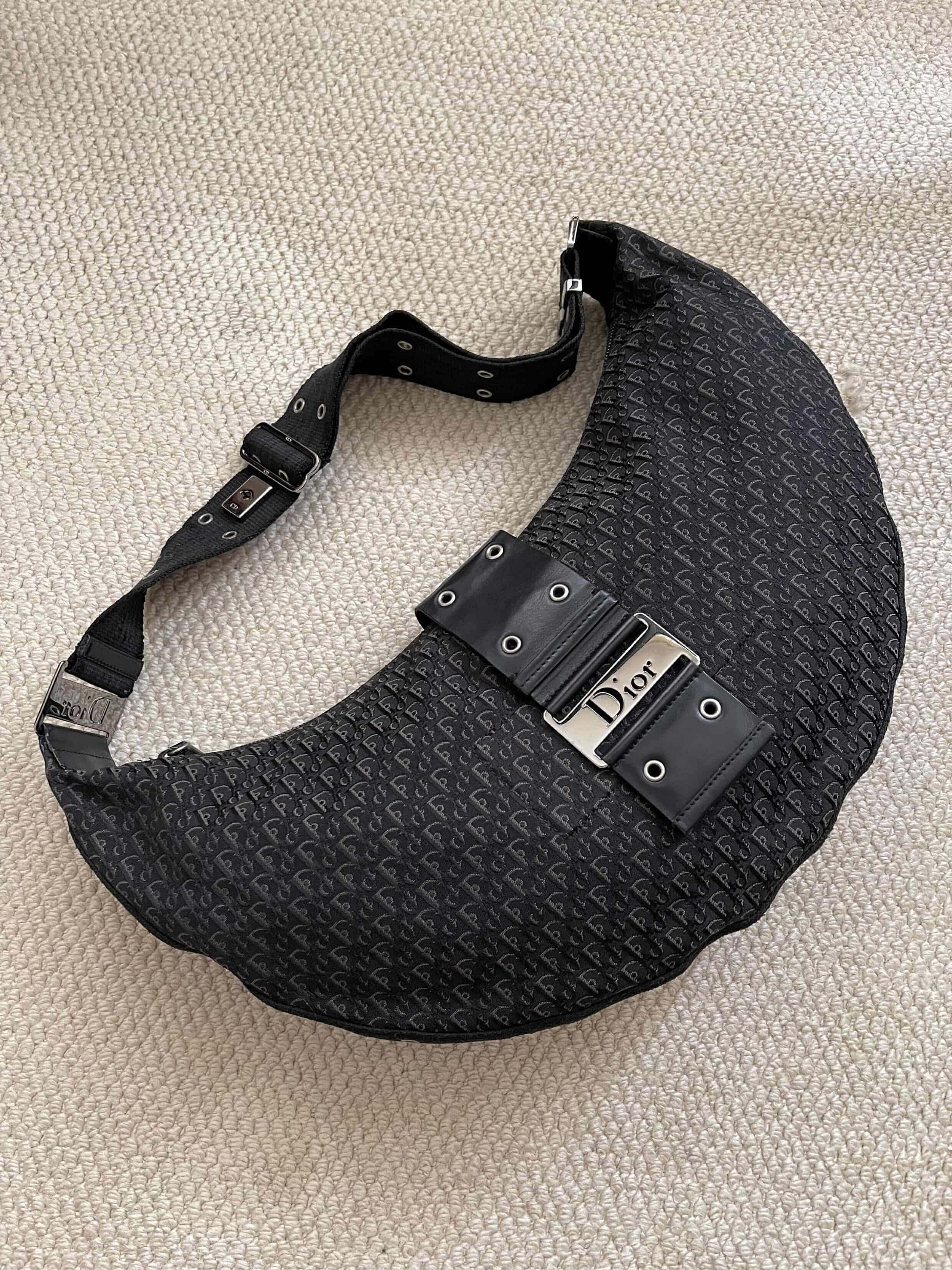 CHRISTIAN DIOR BLACK DIORISSIMO HALF MOON BAG