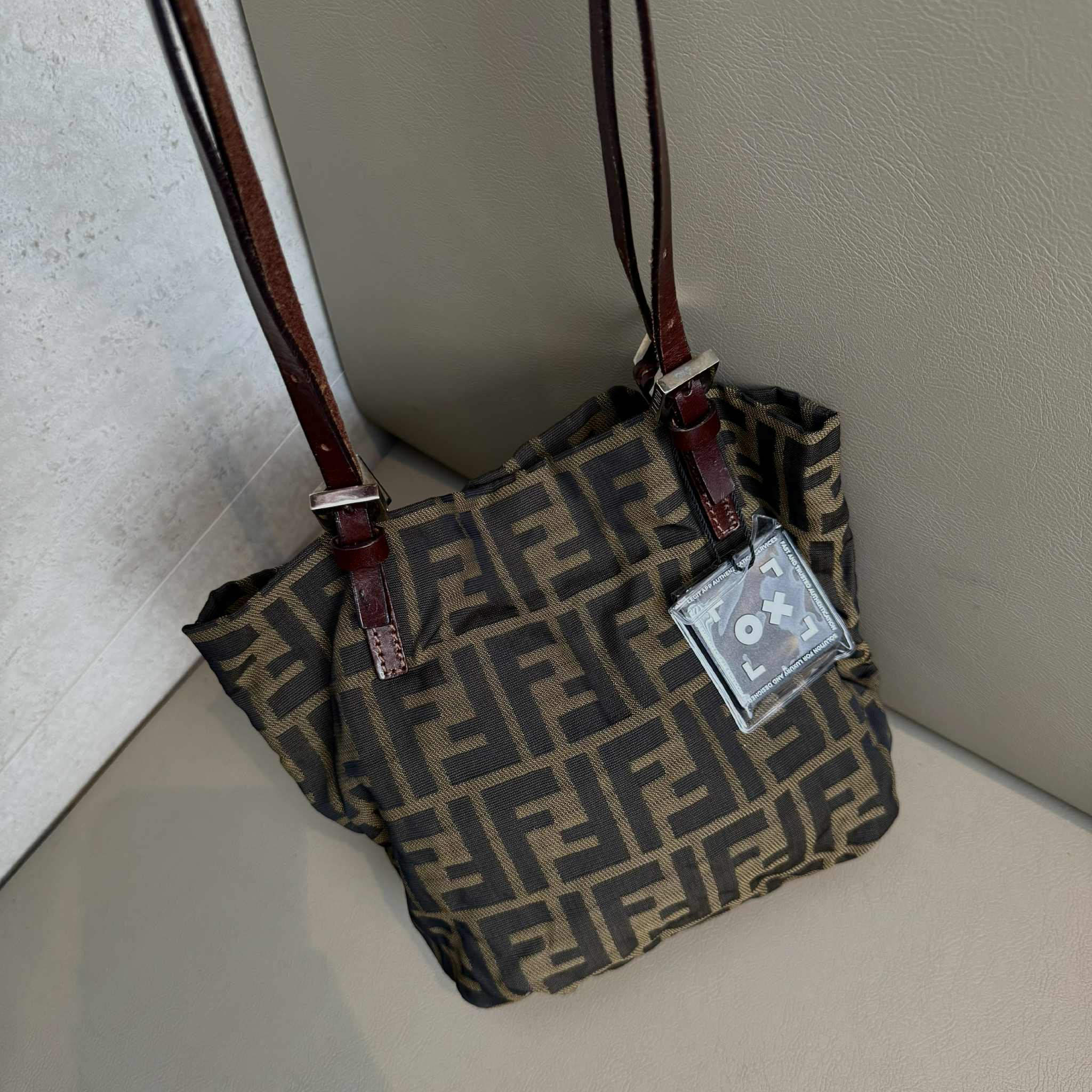 Fendi Zucca Canvas Tote Silver F logo