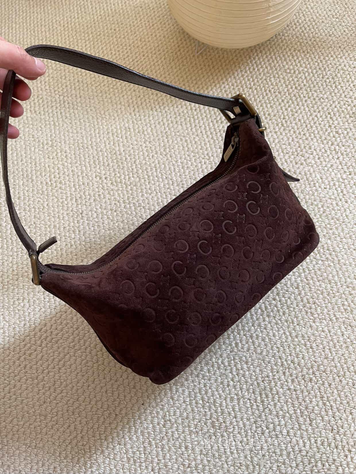 Celine 20th Century C Macadam Suede Shoulder Bag