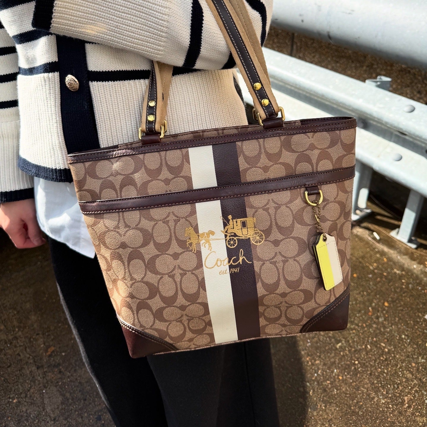 Coach Signature Chelsea Heritage Stripe Tote