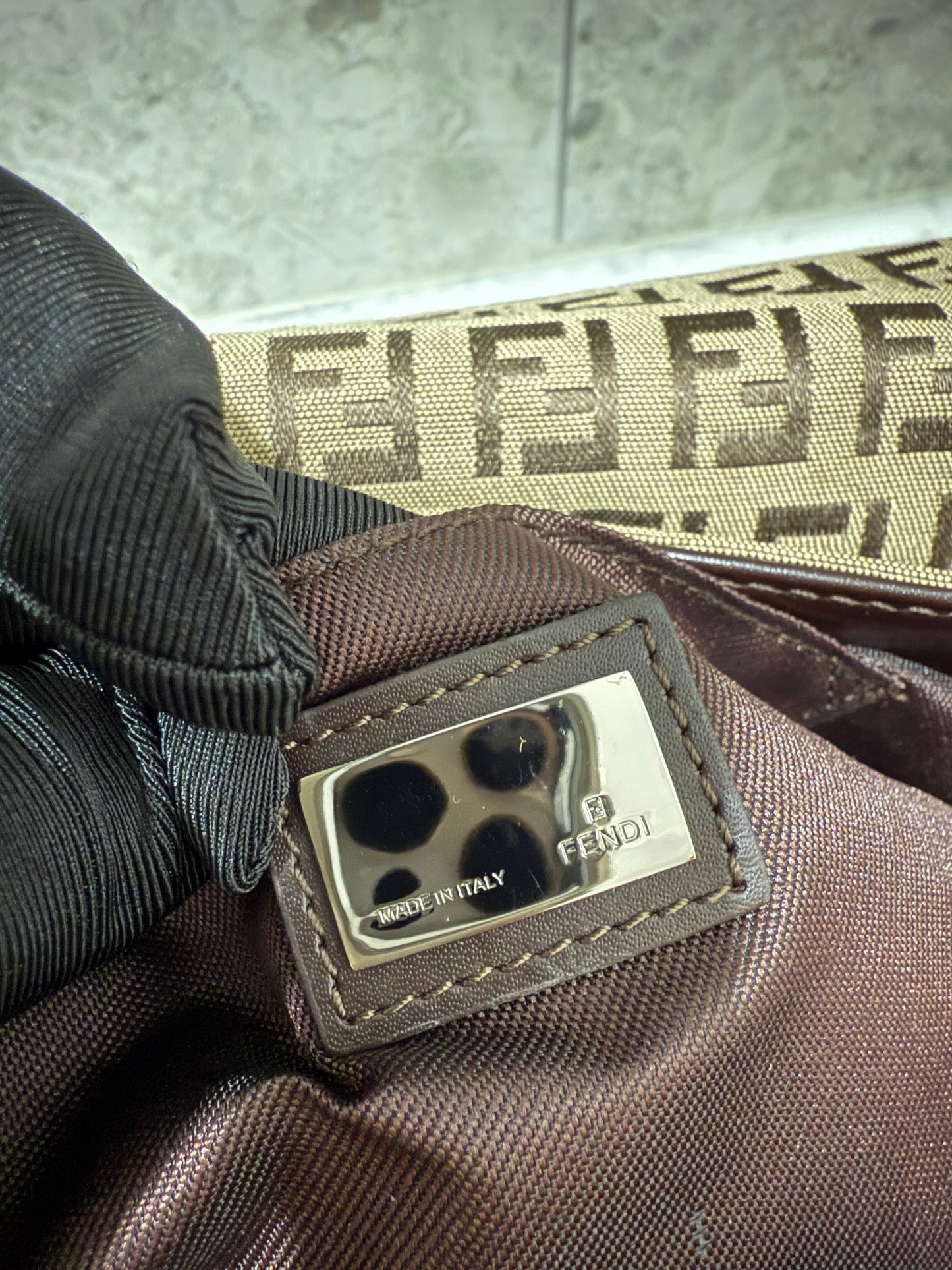 Fendi Zucchino Canvas and Leather Borsa Tuc Hobo