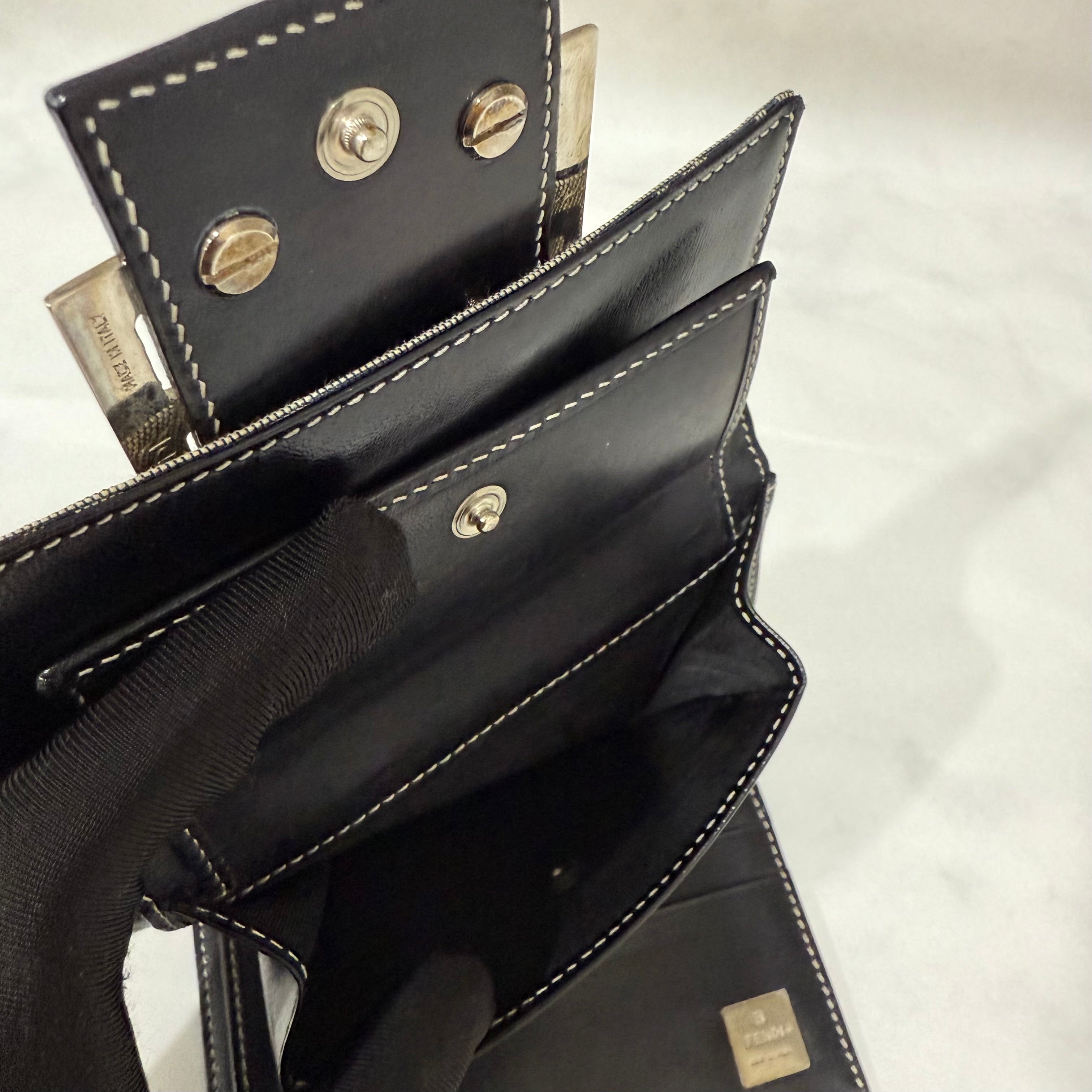 FENDI Vintage Zucca Canvas Leather Folding Wallet