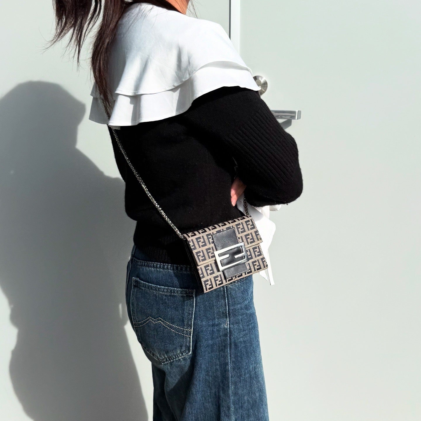 FENDI Vintage Zucca Canvas Leather Folding Wallet