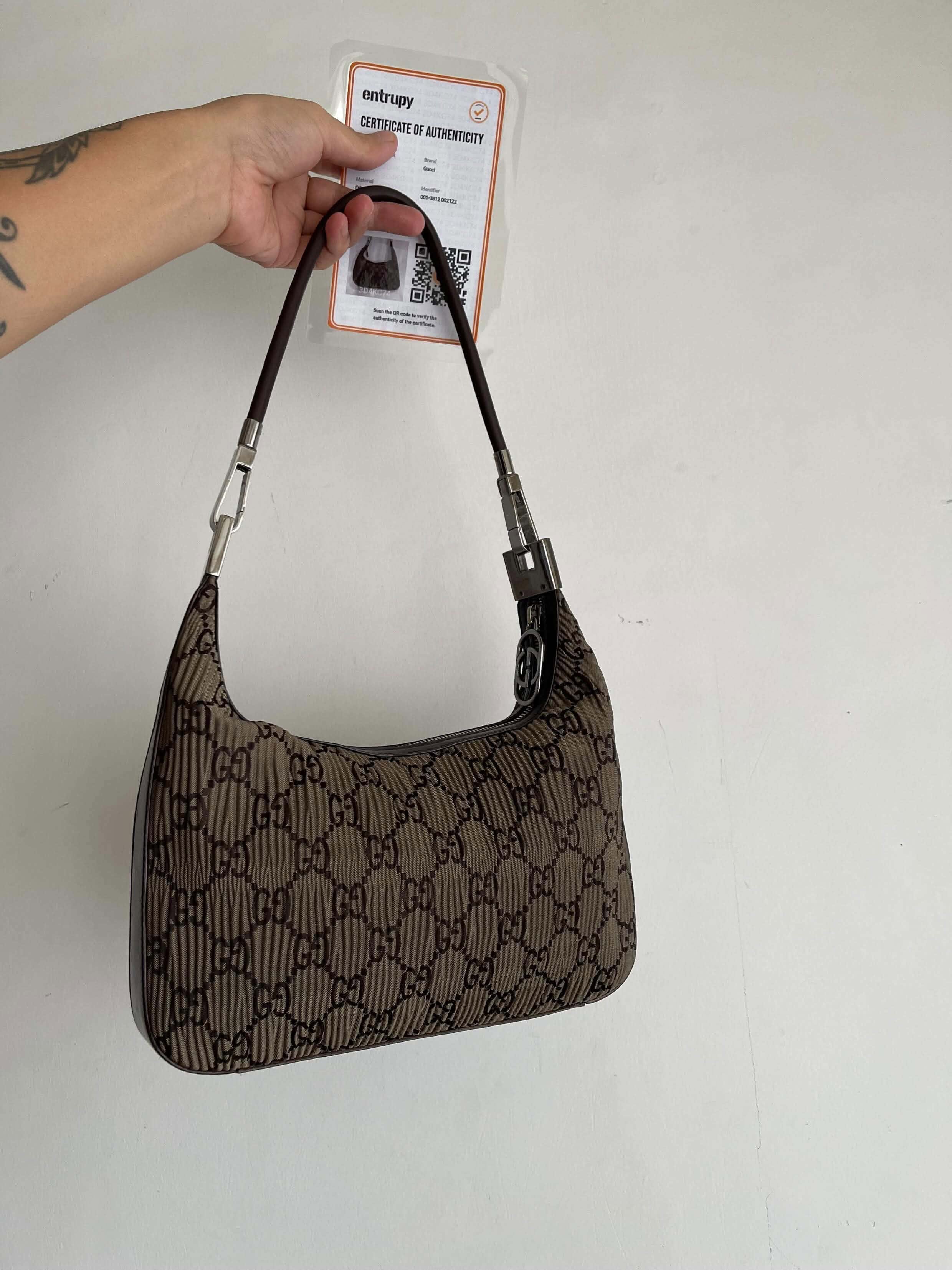 (RESERVED) Gucci Brown Monogram GG Clasp Hobo Brown