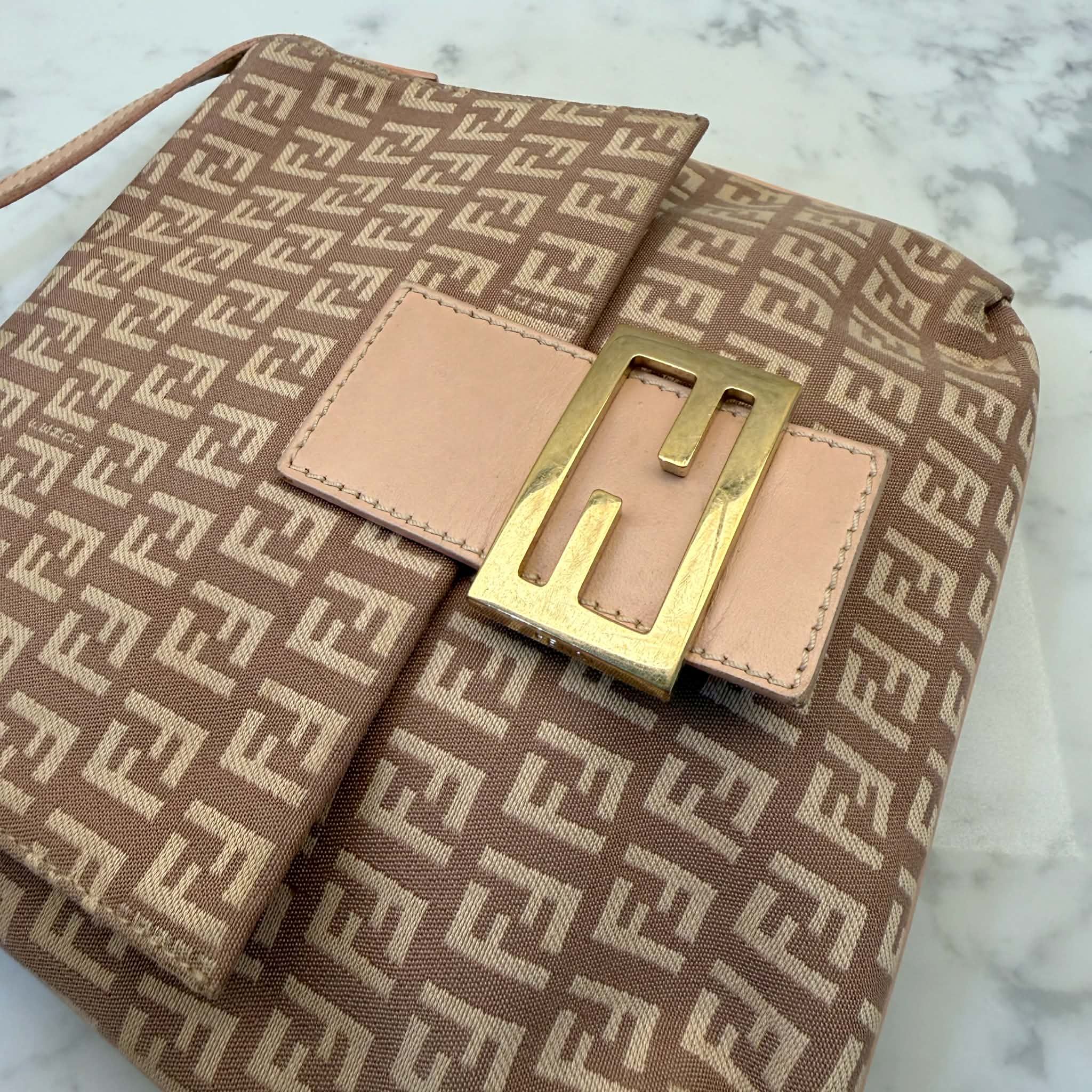 Fendi Zucchino Pink FF Messenger Bag Vintage