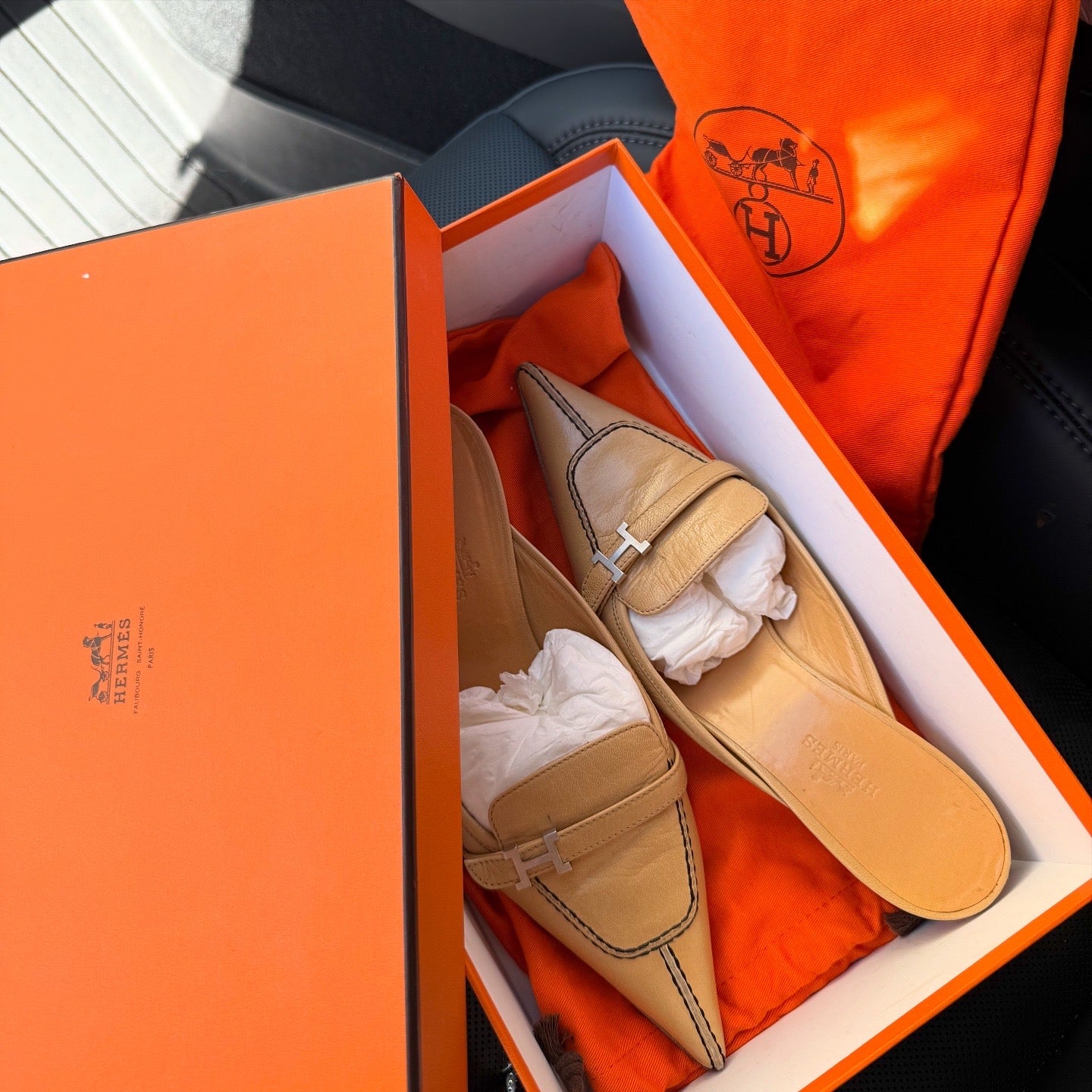 HERMES Kitten Heel Mules