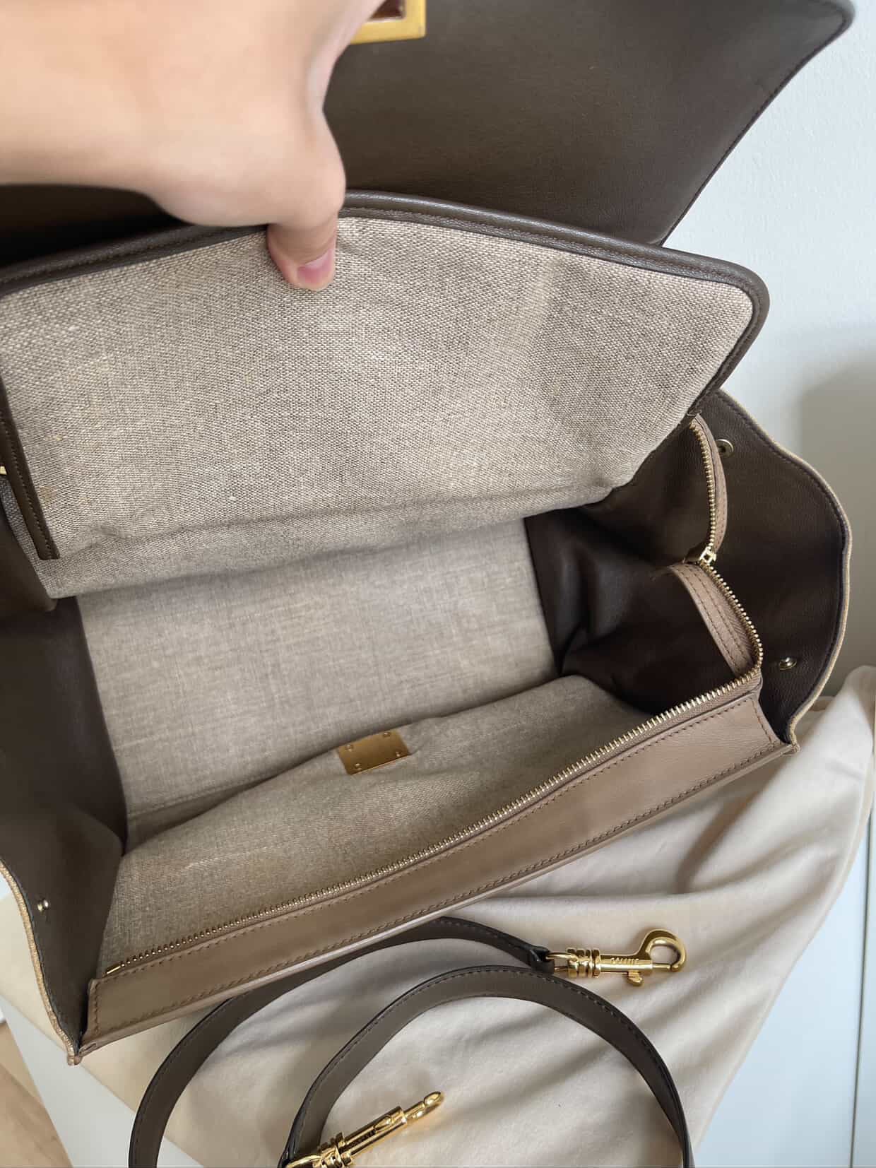 Celine Trapeze Beige Dark Brown