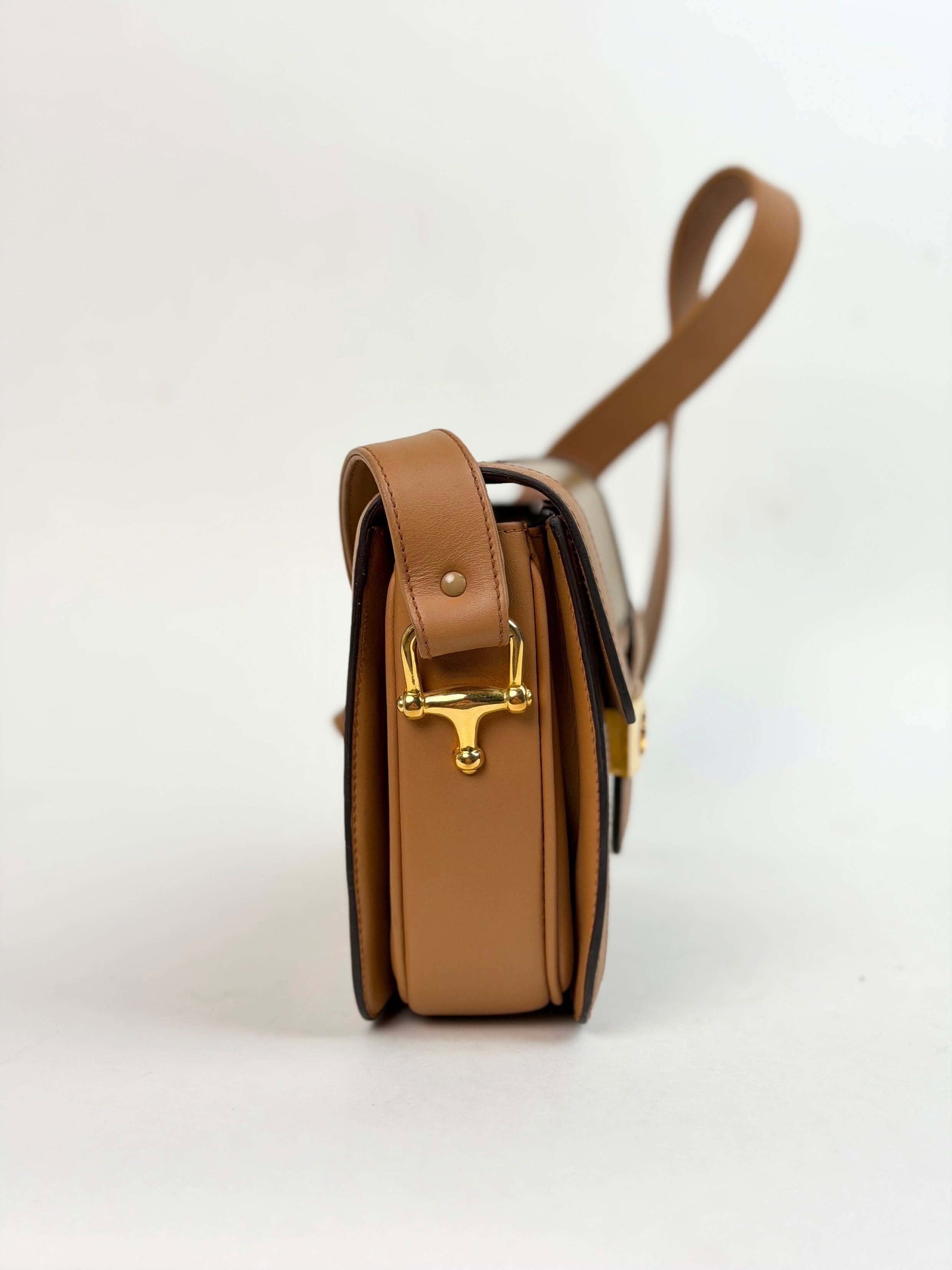 Celine Vintage Beige Macadam Horse Carriage Shoulder Bag