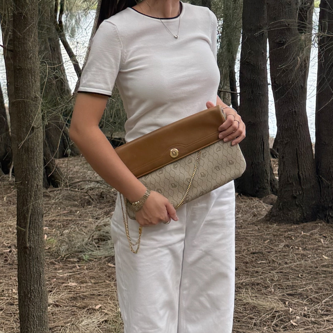 Christian Dior Honeycomb Canvas Shoulder Bag