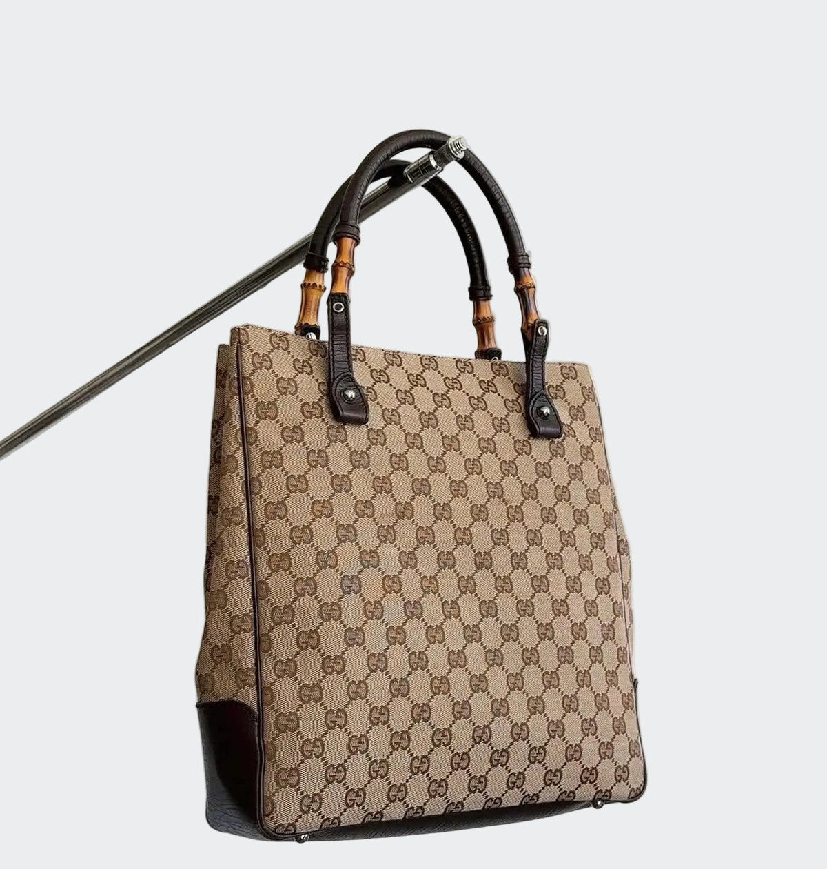 Gucci GG Canvas Bamboo Tote Bag
