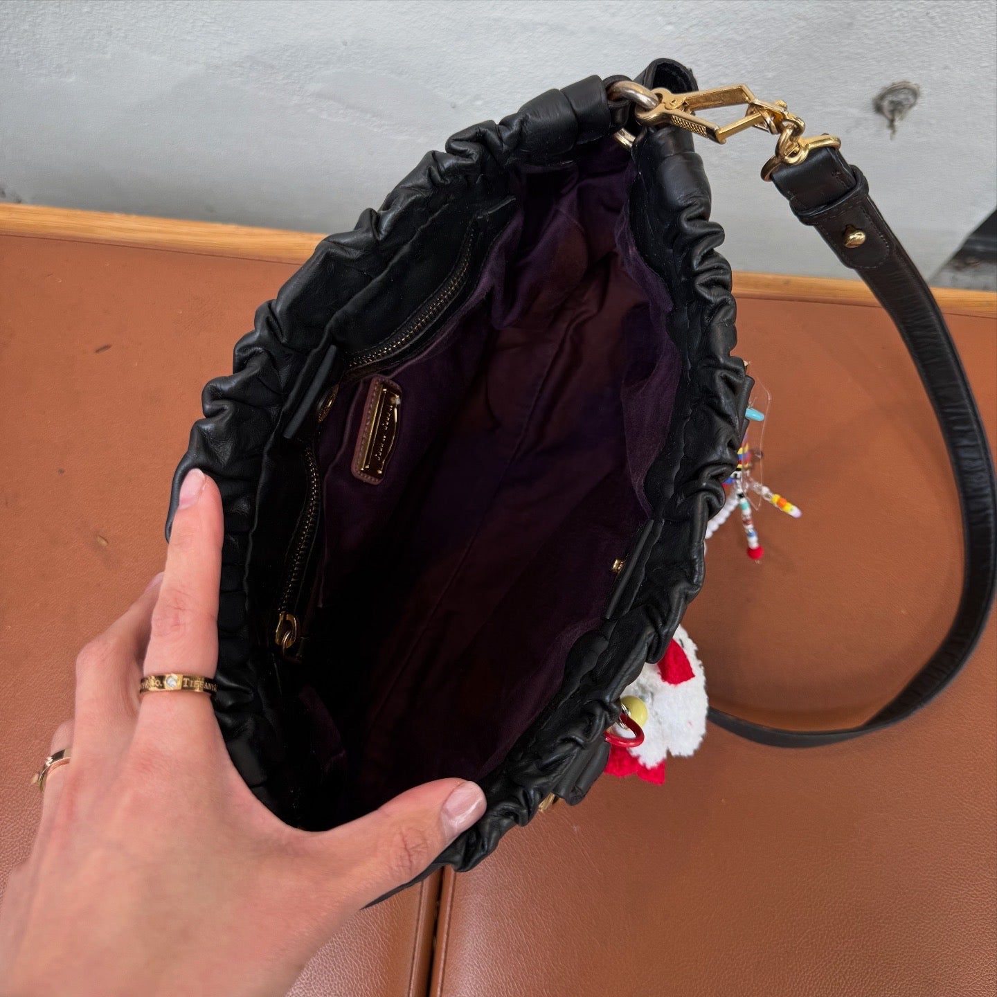 Miu Miu Vitello Black Top Handle Satchel