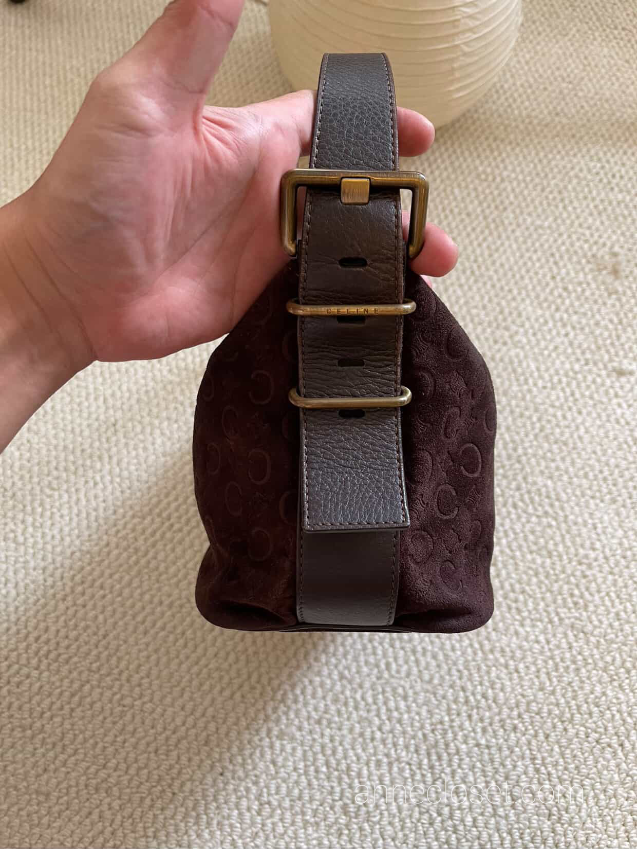 Celine 20th Century C Macadam Suede Shoulder Bag