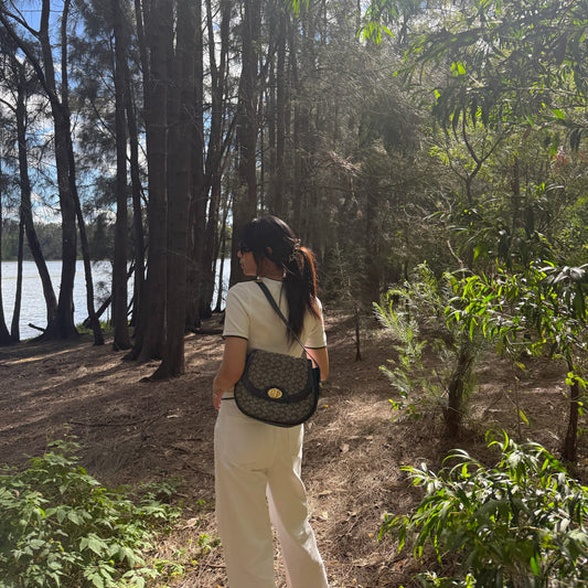 Celine C Sulky Shoulder Bag Canvas Navy