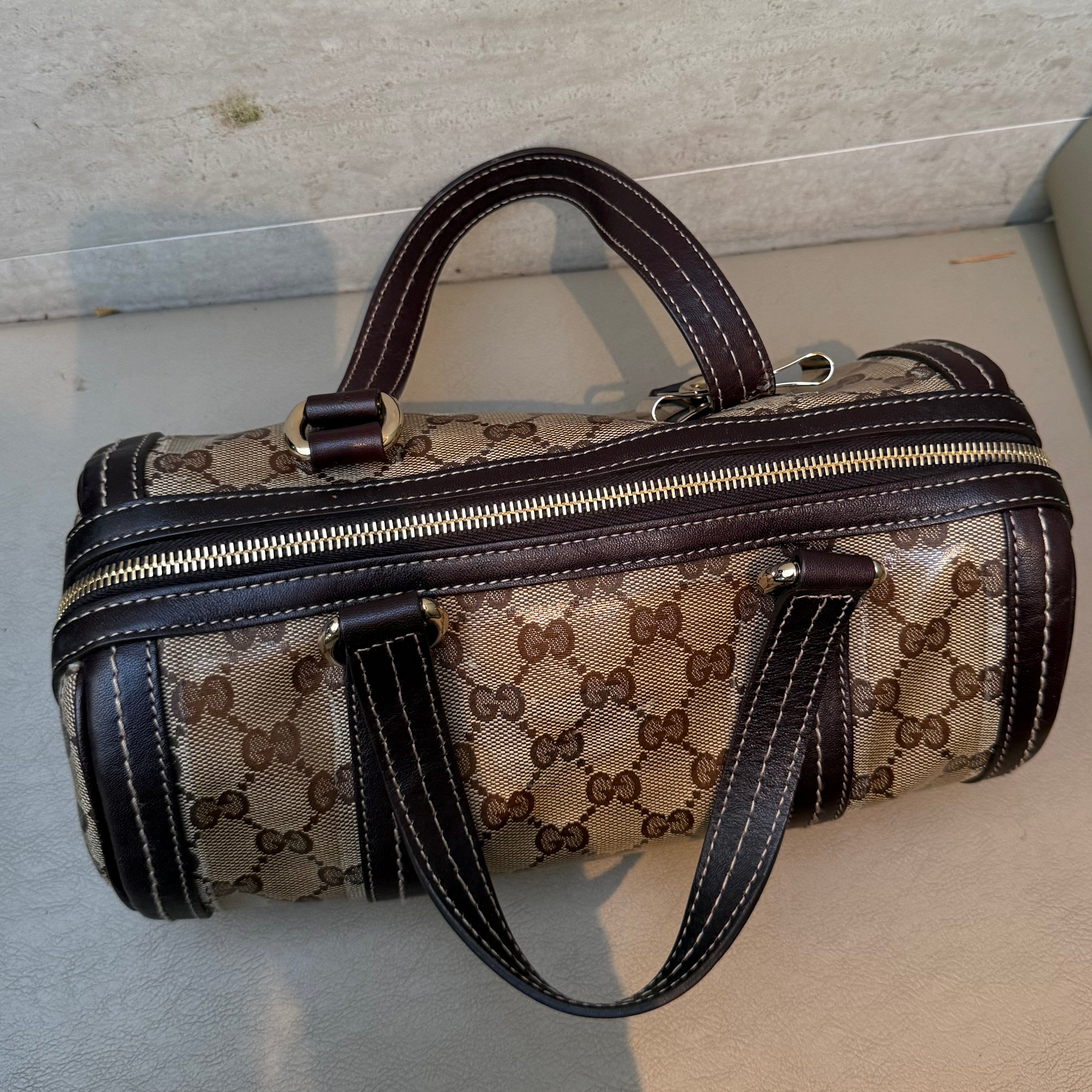 Gucci Monogram Crystal Duchessa Boston Bag