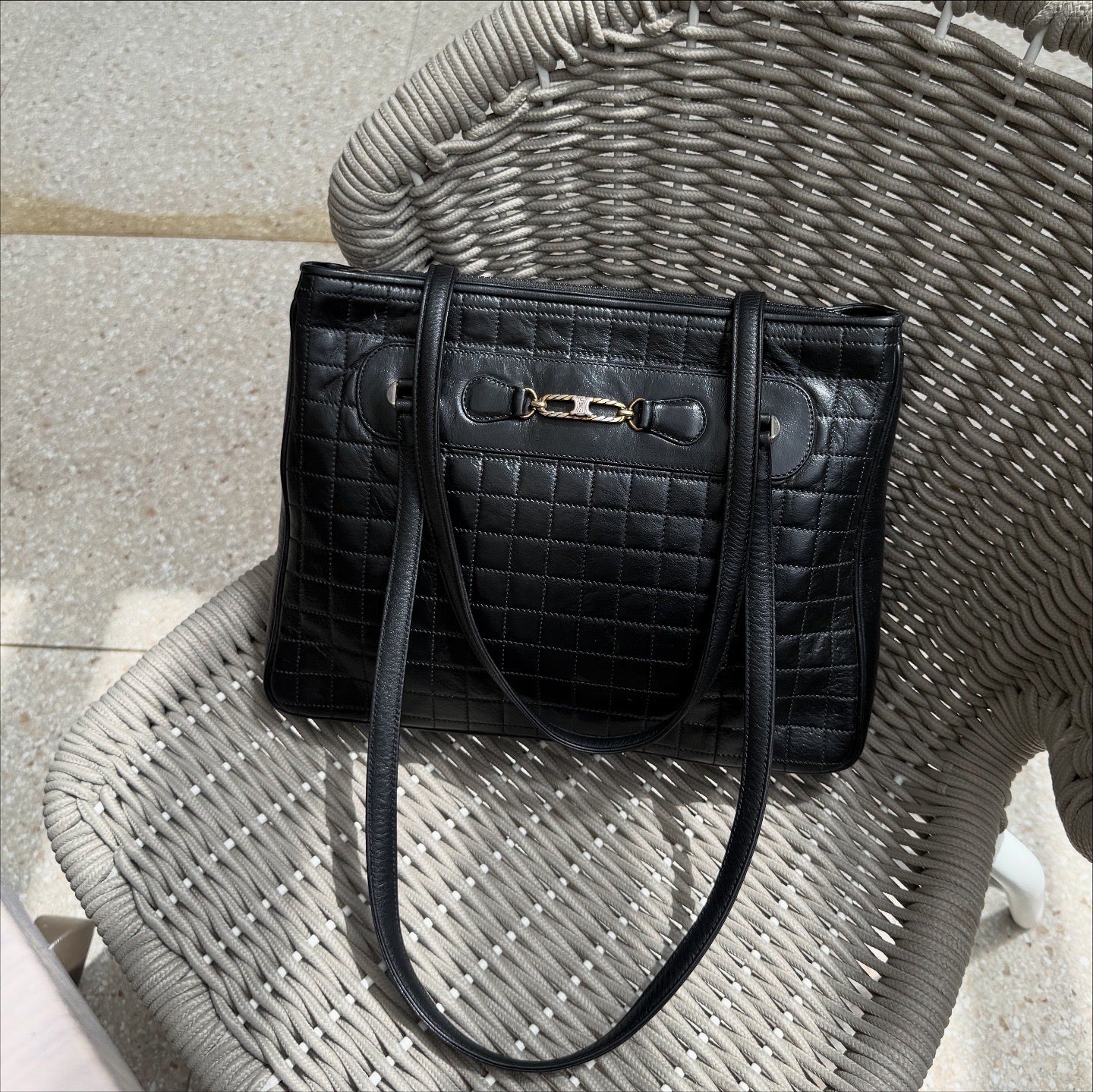 Celine Black Leather Shoulder Bag