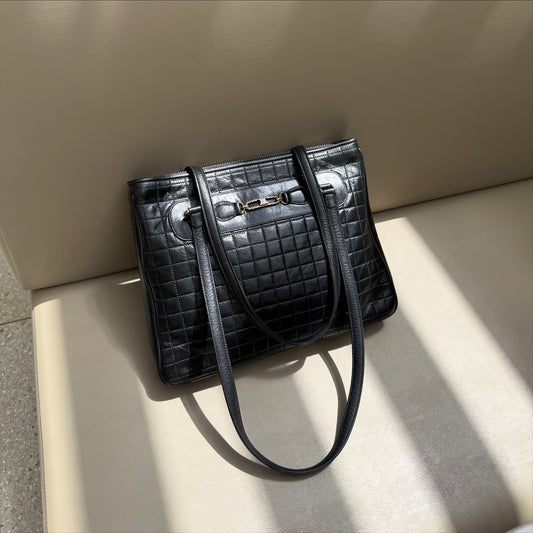 Celine Black Leather Shoulder Bag