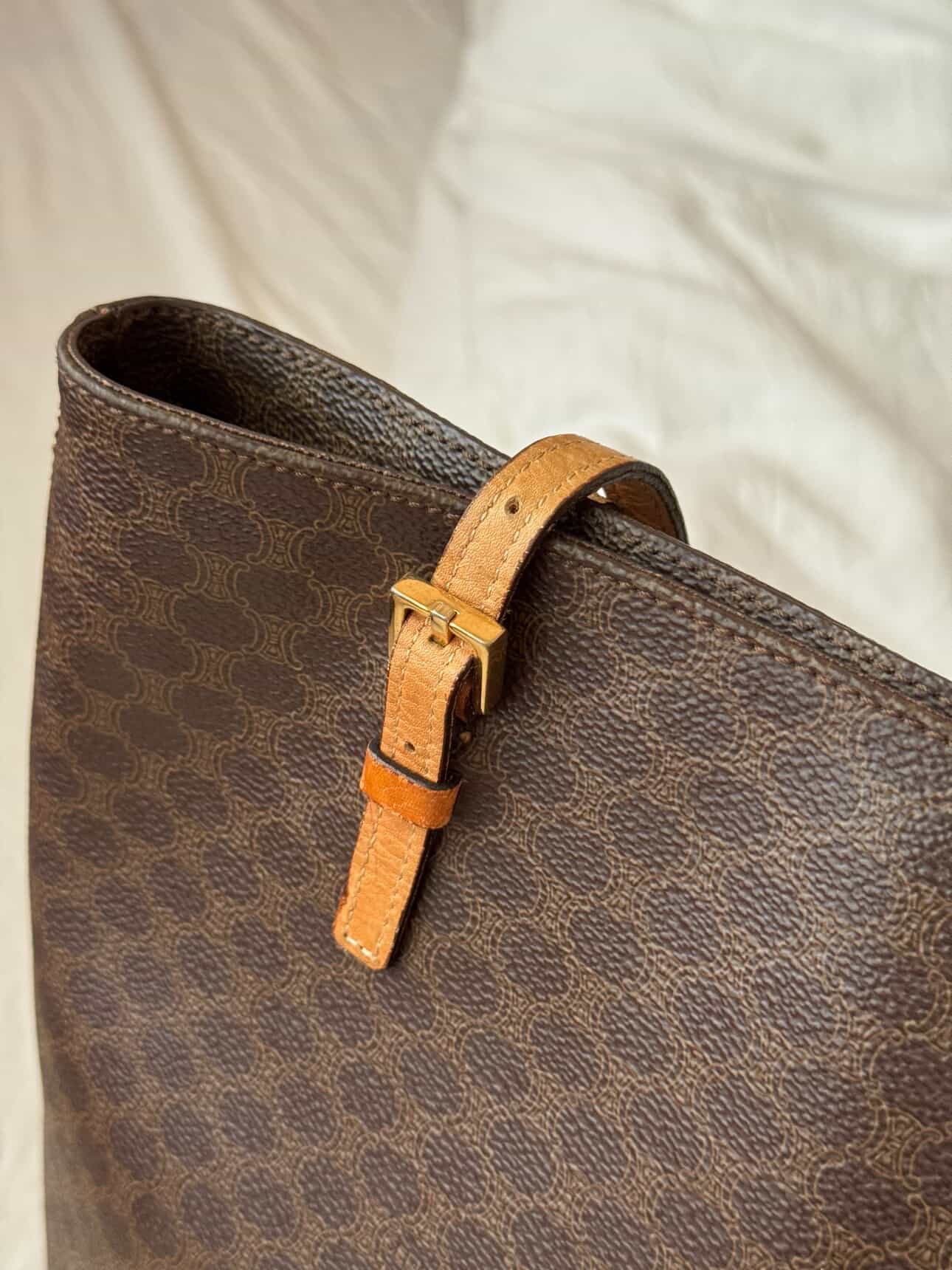 Celine Vintage Brown Macadam Tote Bag