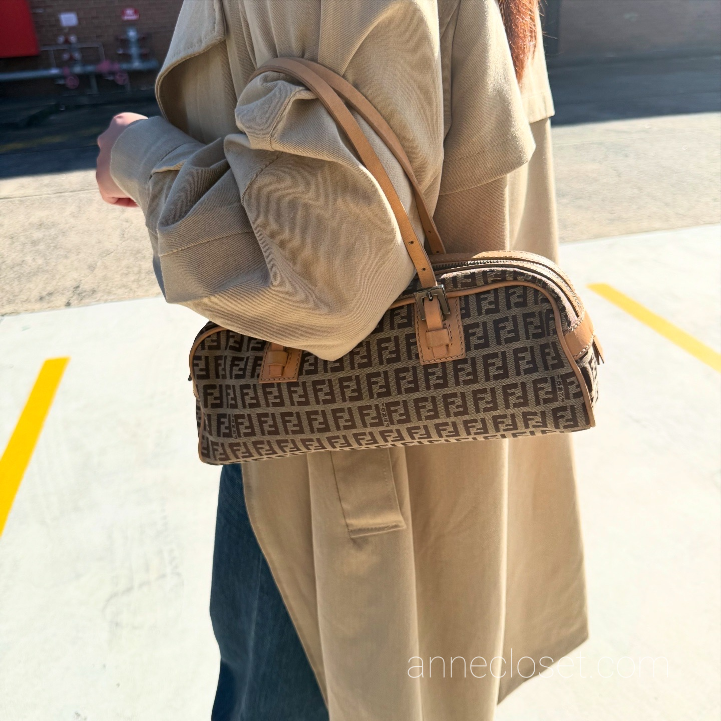 Fendi Vintage Brown Zucchino Canvas Handbag Dark brown