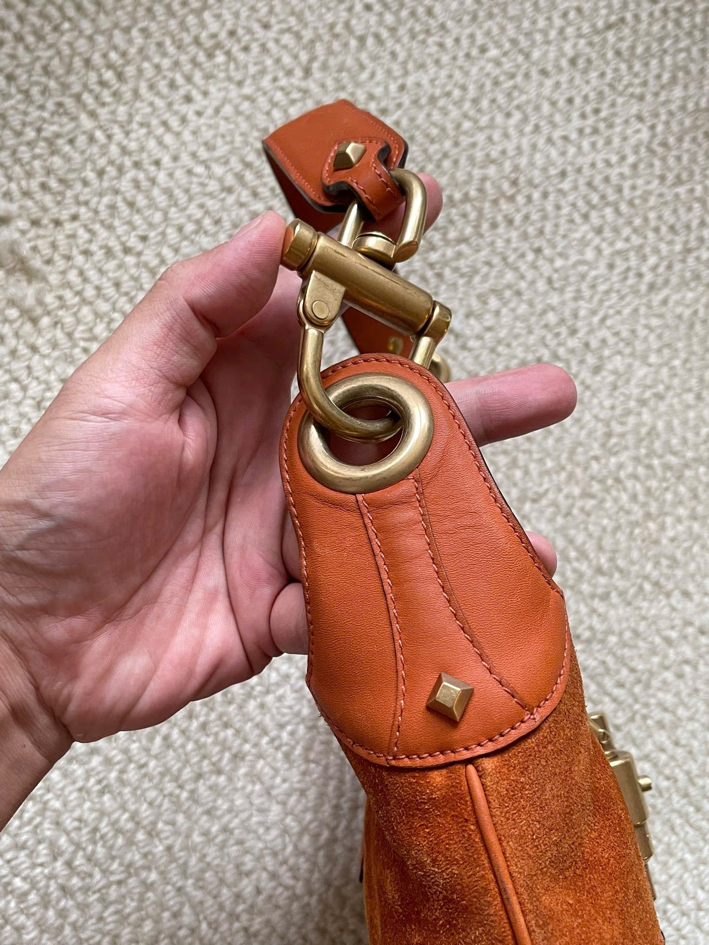 GUCCI Suede Nailhead Jackie shoulder bag