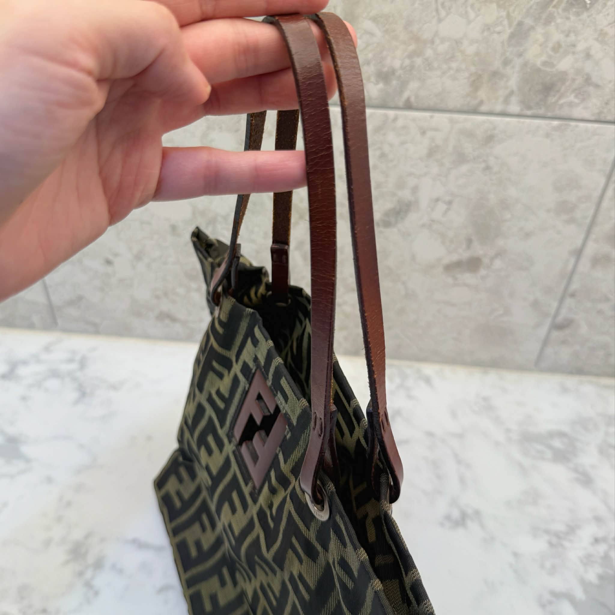 Fendi Brown Zucca FF Logo Tote Bag