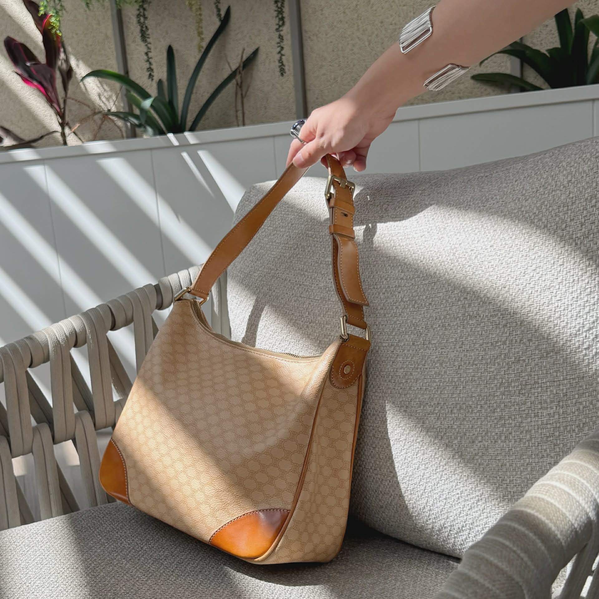 Celine Brown Macadam Shoulder Bag