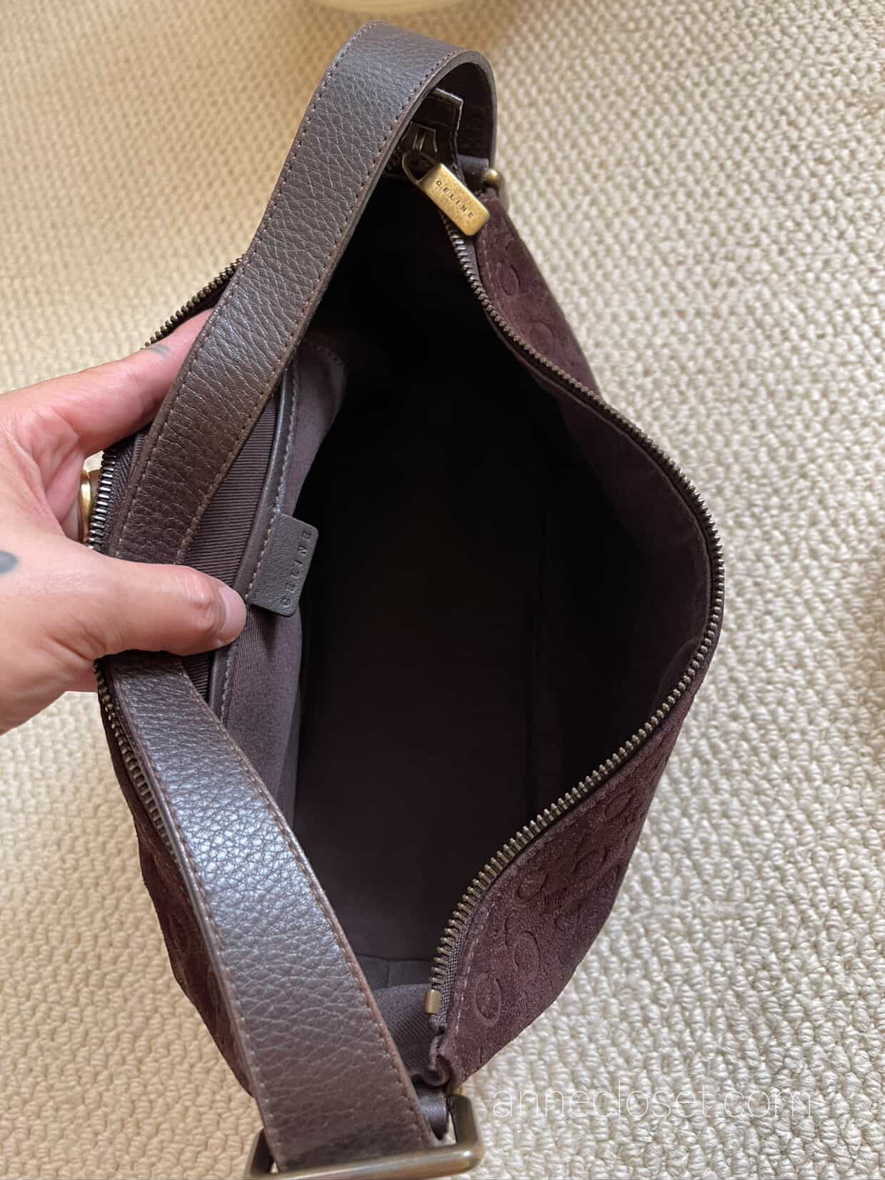 Celine 20th Century C Macadam Suede Shoulder Bag