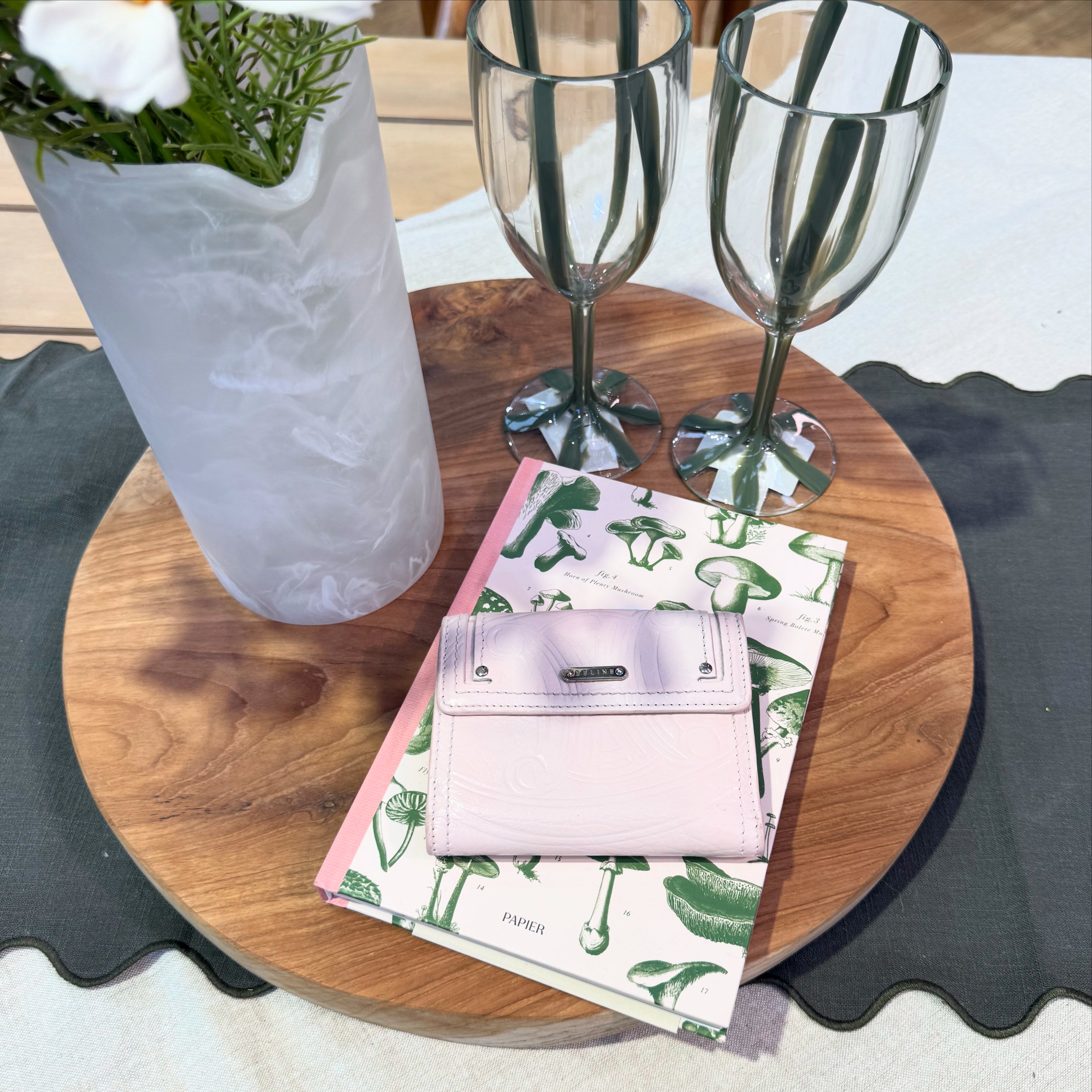 Celine Vintage White Leather Triomphe Small Purse