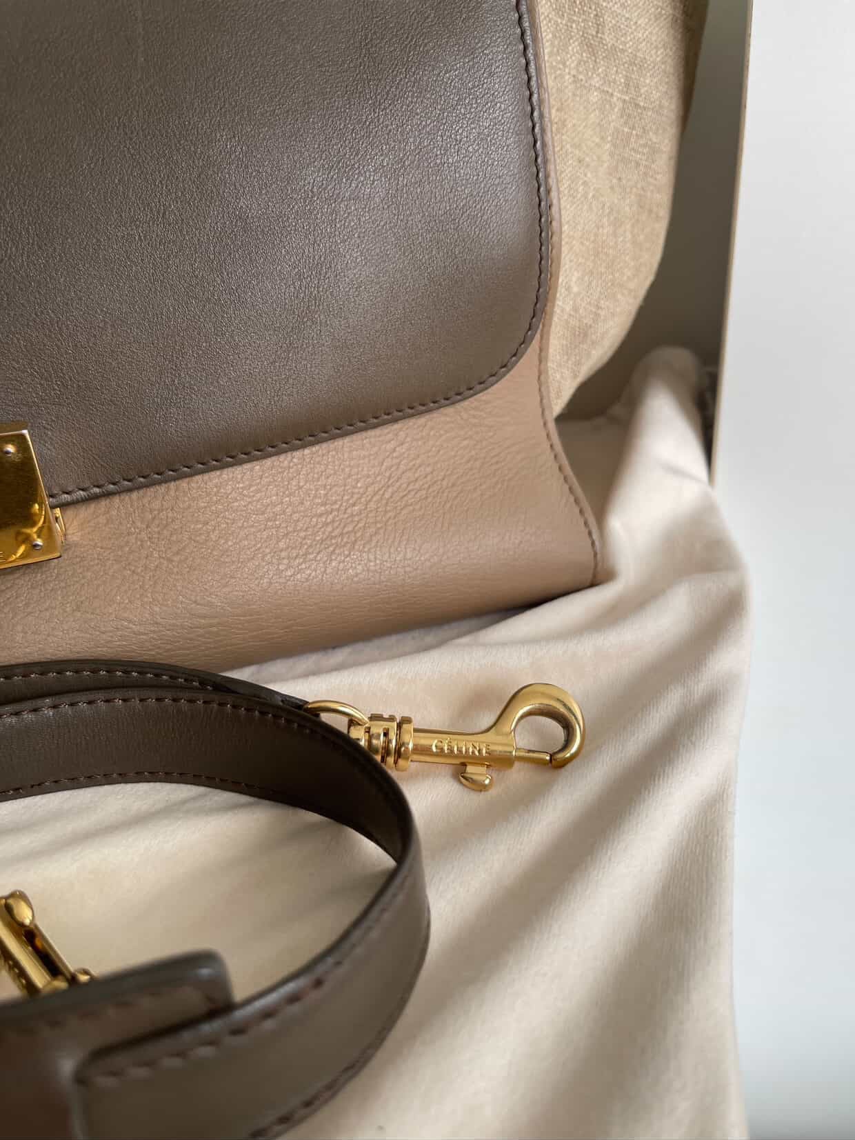 Celine Trapeze Beige Dark Brown