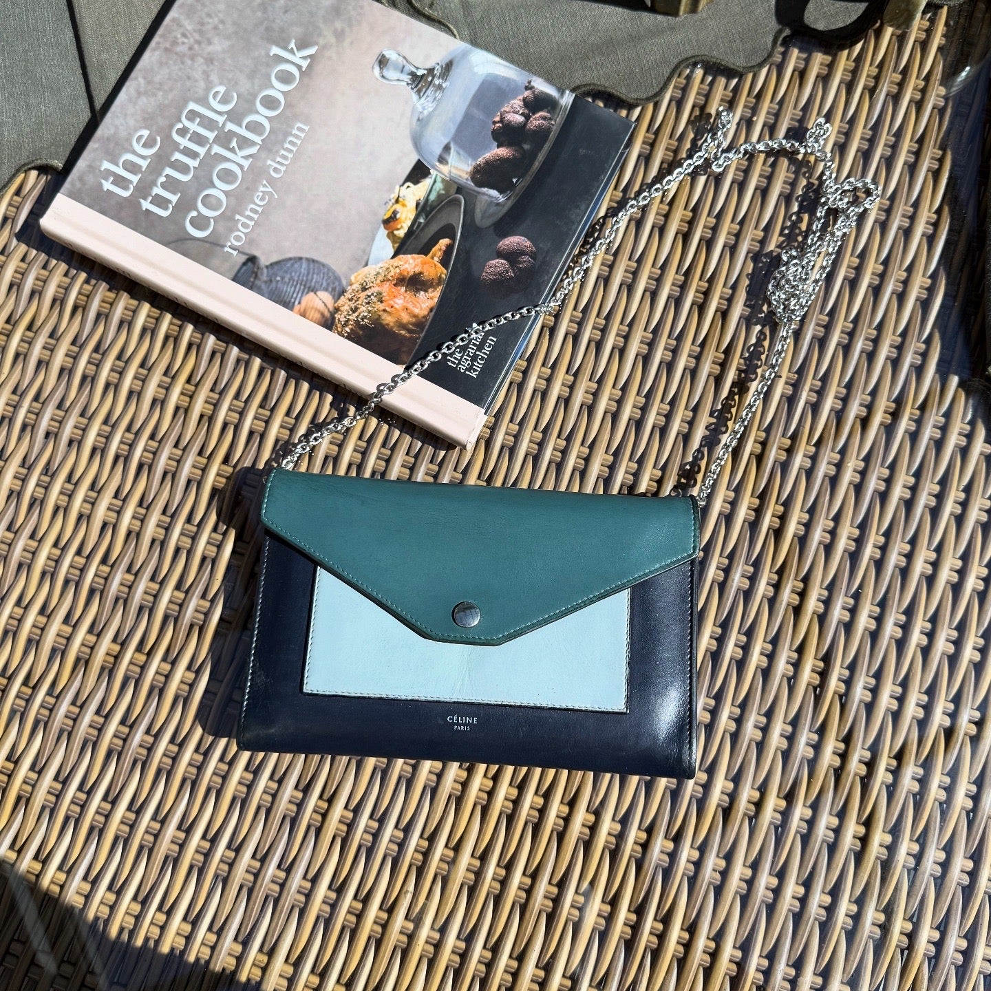 Celine Leather Pocket Envelope Flap Bag