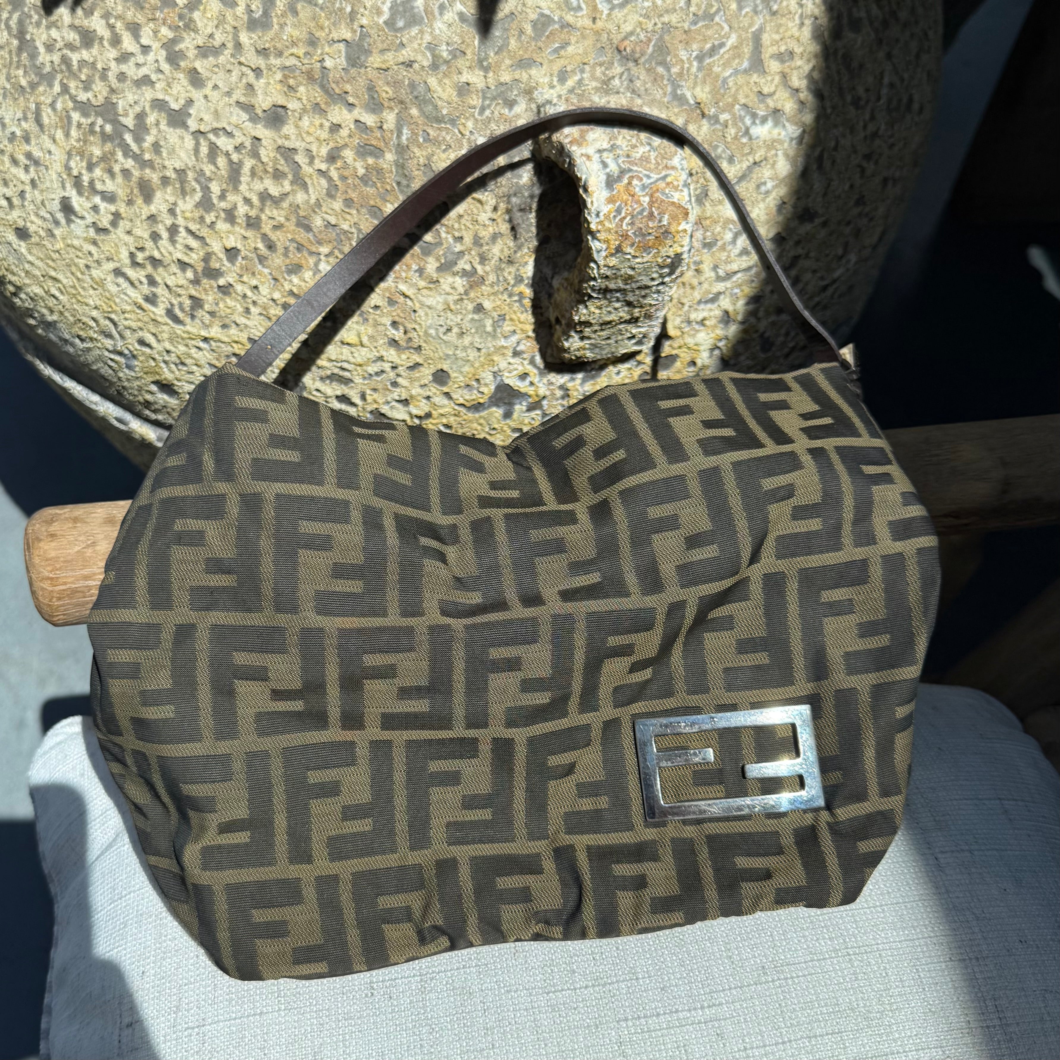 Fendi FF Zucca Brown Canvas Shoulder Bag