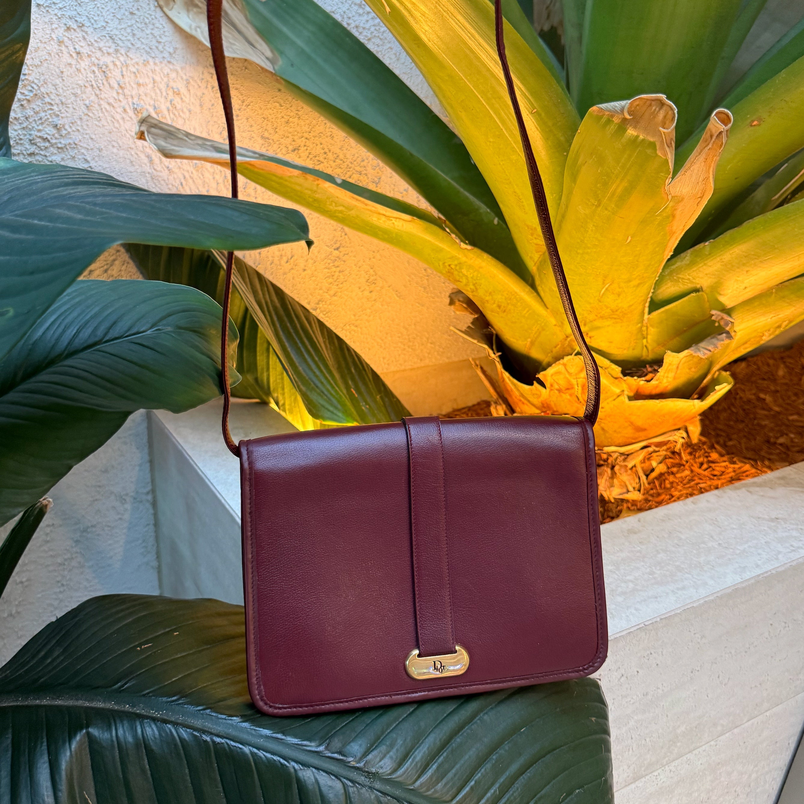Christian Dior Vintage Burgundy Leather Shoulder Bag