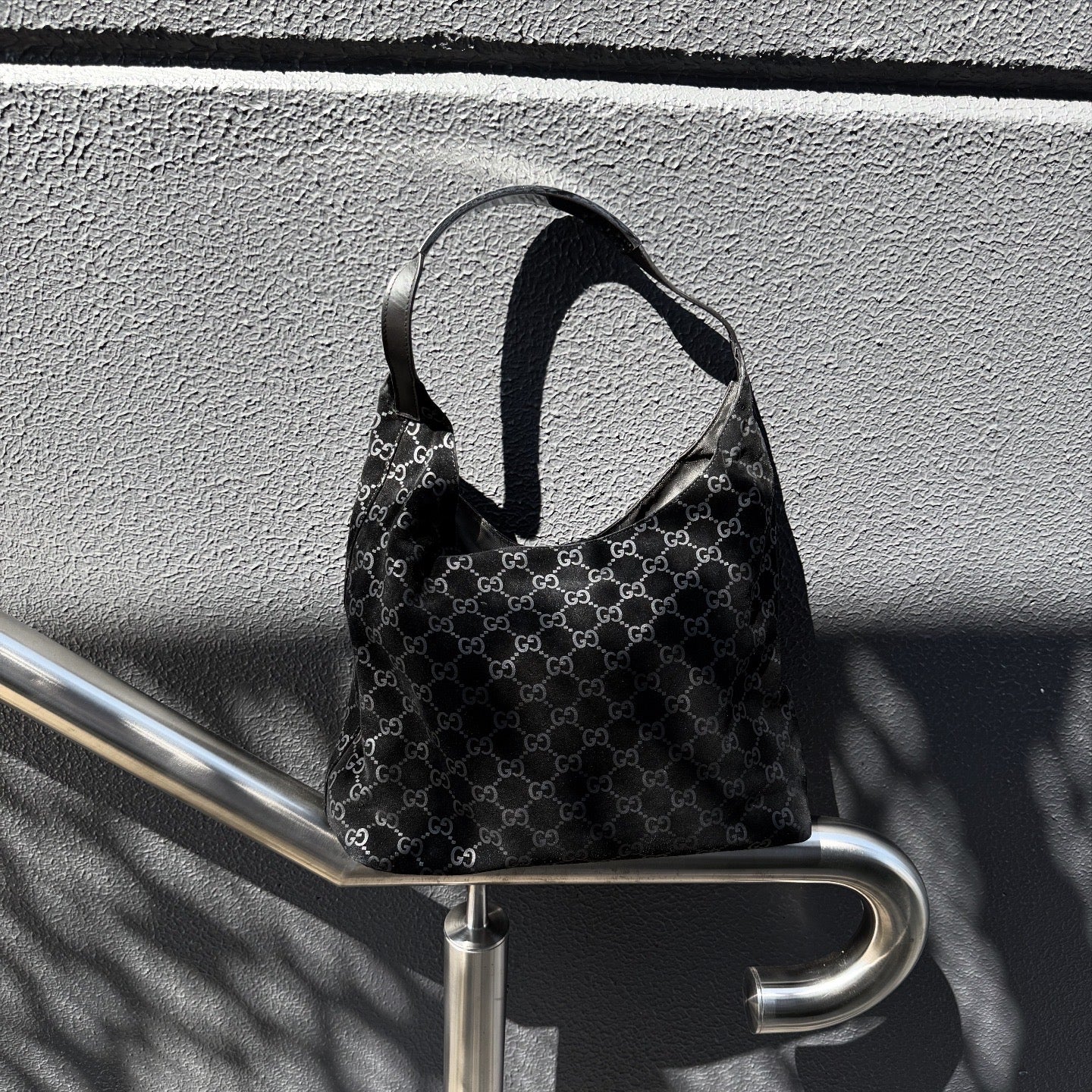 Gucci Tom Ford Era Suede Monogram Black Shoulder Bag