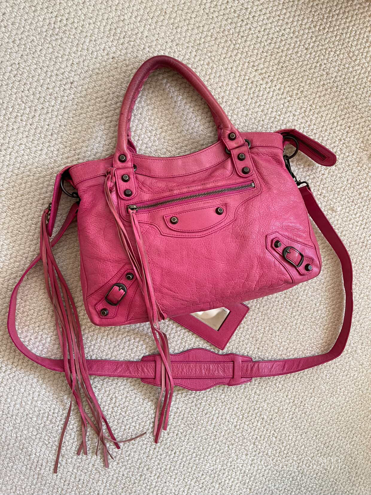 Balenciaga City Baby Pink Leather Handbag